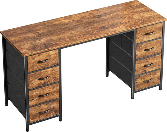 Computer Desk With 8 Drawers (Brown)