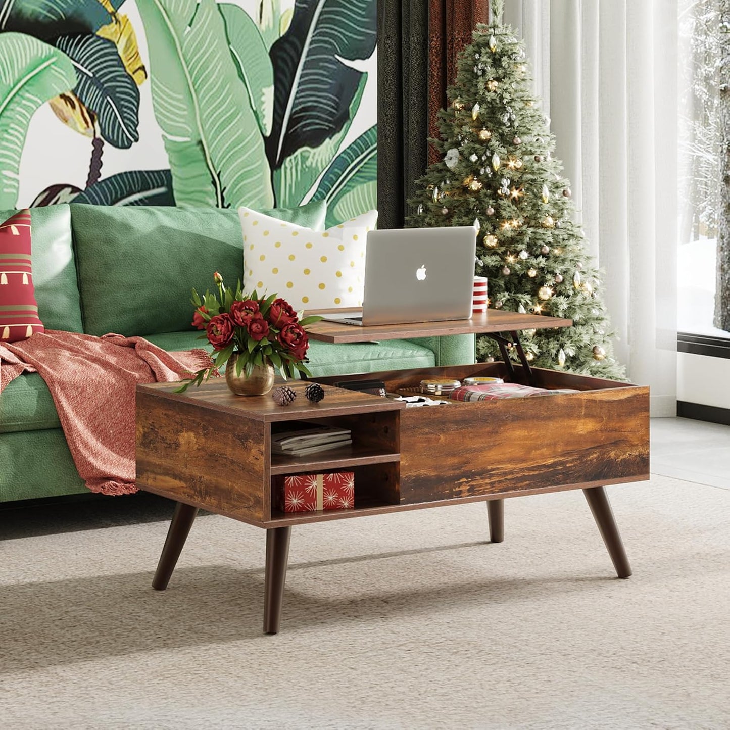 Coffee Table With Adjustable Shelf for Living Room or Office