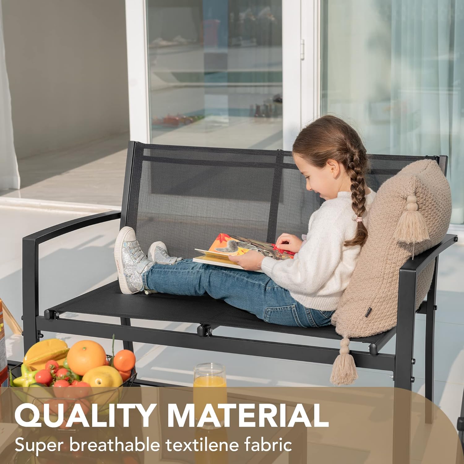 4 Pieces Outdoor Patio Set (Black)