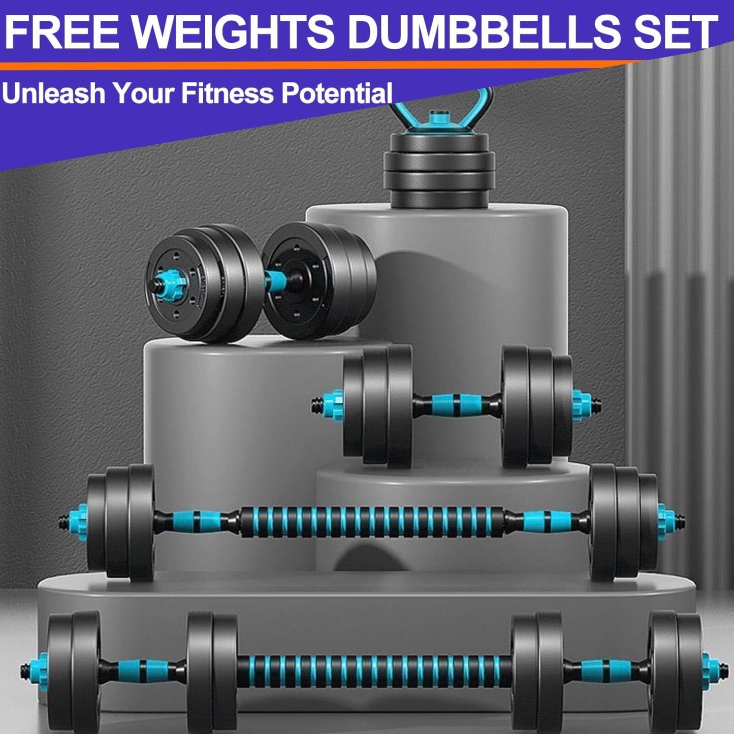 Mancuernas Ajustables, Mancuernas Portátiles 4 En 1 De 45 Lb, Kettlebells, Sopor