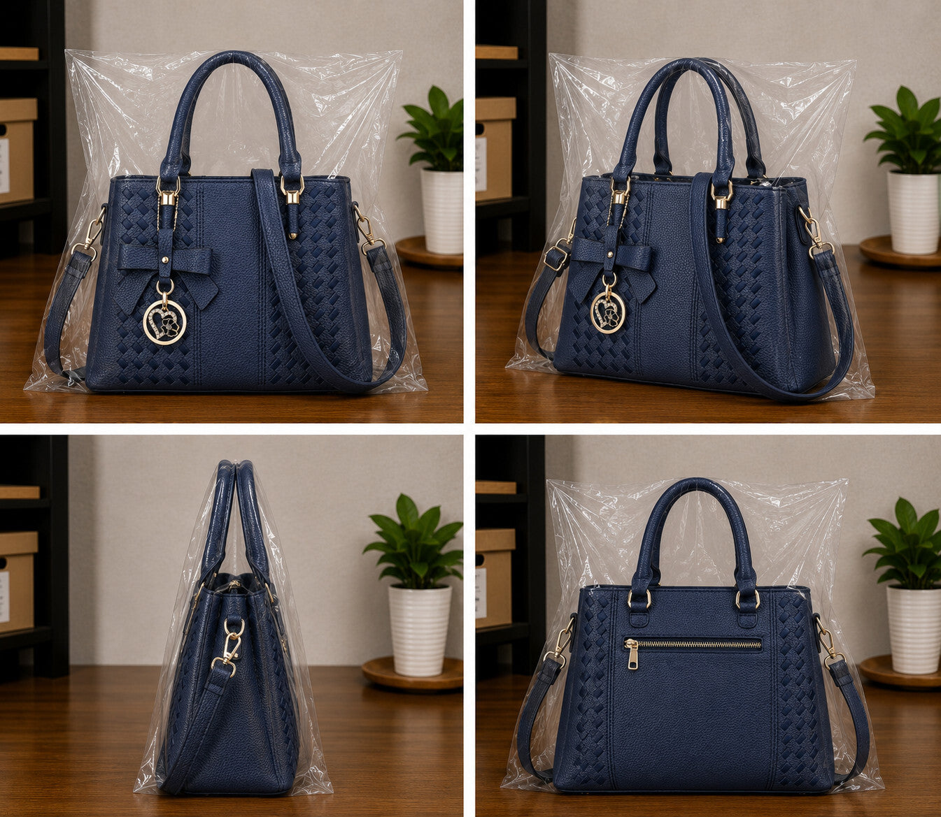Women's PU Leather Satchel Crossbody Purse 3 Zip Tassel