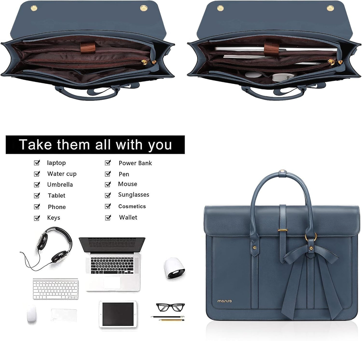 Women's PU Leather Laptop Bag Convertible Backpack Bowknot
