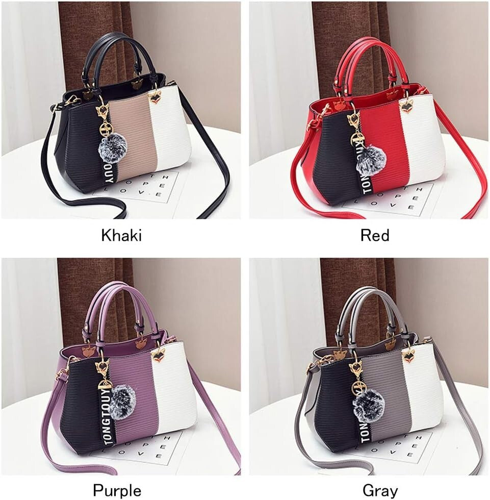 Women's PU Leather Satchel Shoulder Tote Handbag Purse