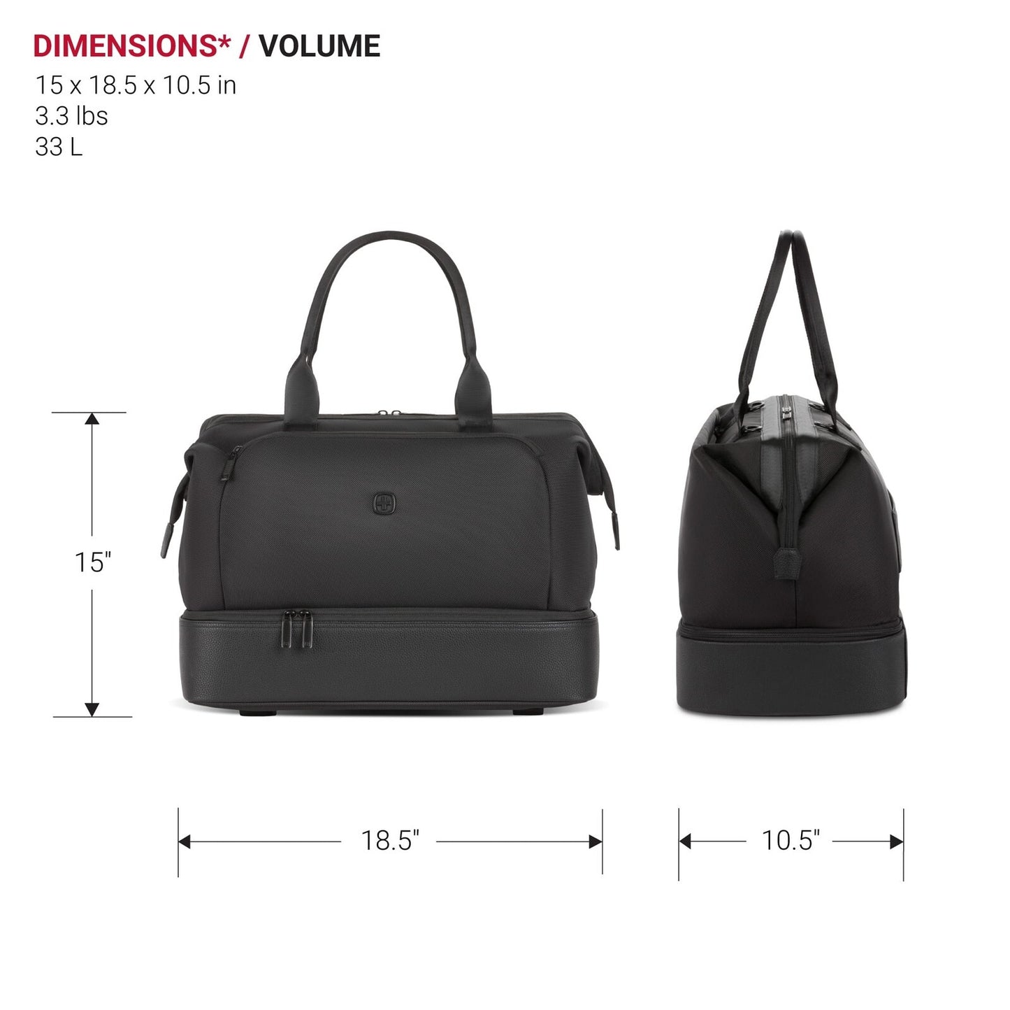 Black Weekender II Tote Bag Travel Gym Laptop Pocket