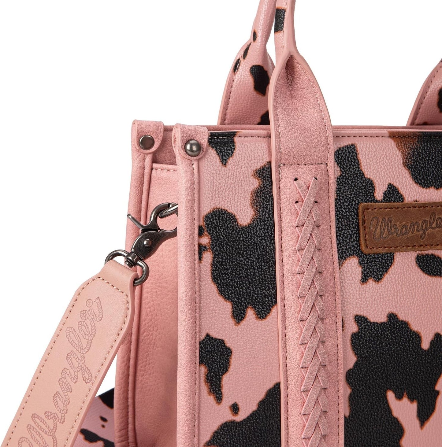 Women’s Cow Print Tote Bag Purse with Signature Strap
