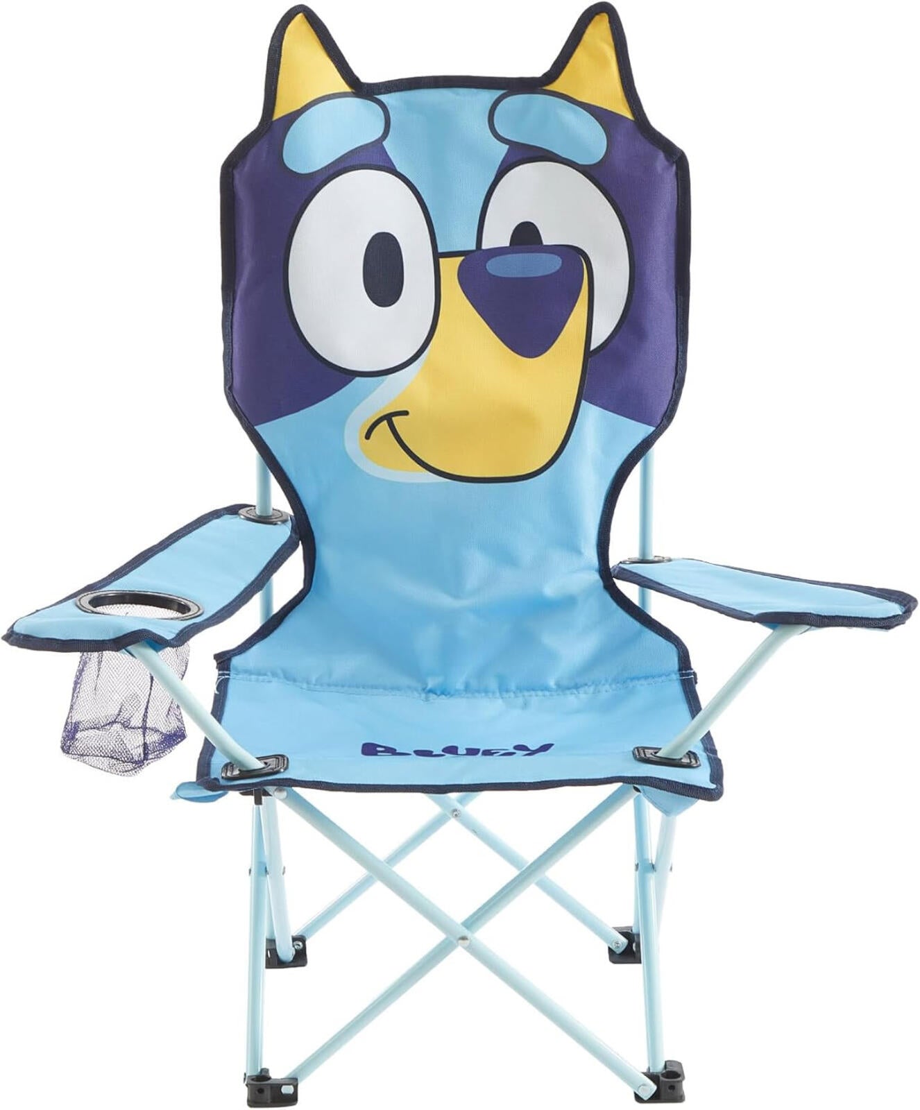 Blue Kids Folding Camp Chair Portable Indoor Outdoor High Back Cup Holder 3+