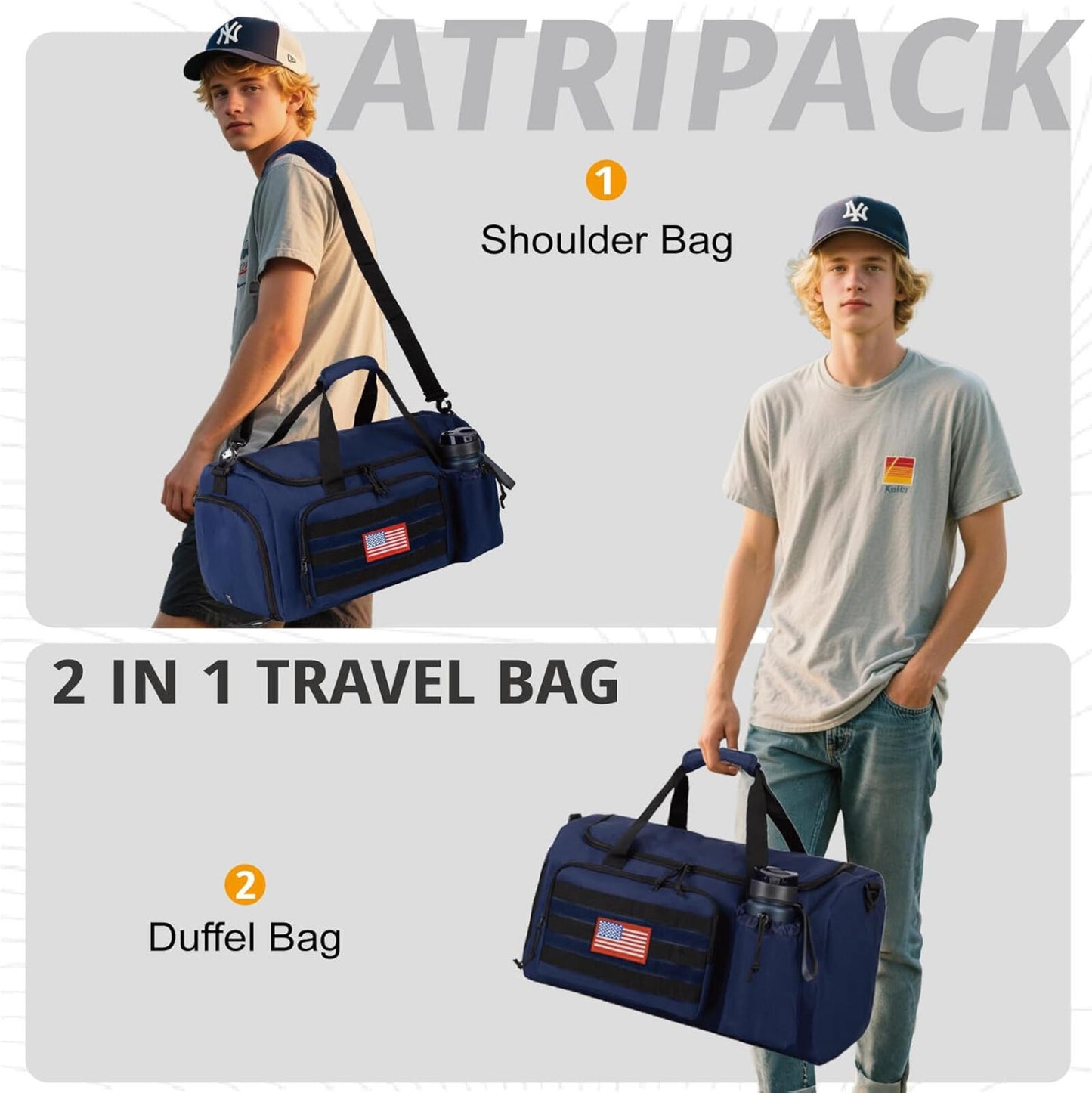 Tactical Gym Bag for Men, 40L Large Capacity Duffle Bags with Shoes Compartment,