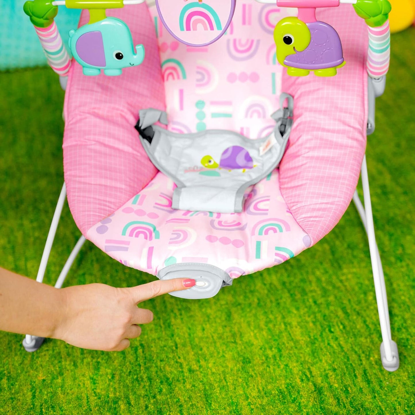Pink Paradise Portable Baby Bouncer with Vibrating Infant Seat and -Toy Bar, Max
