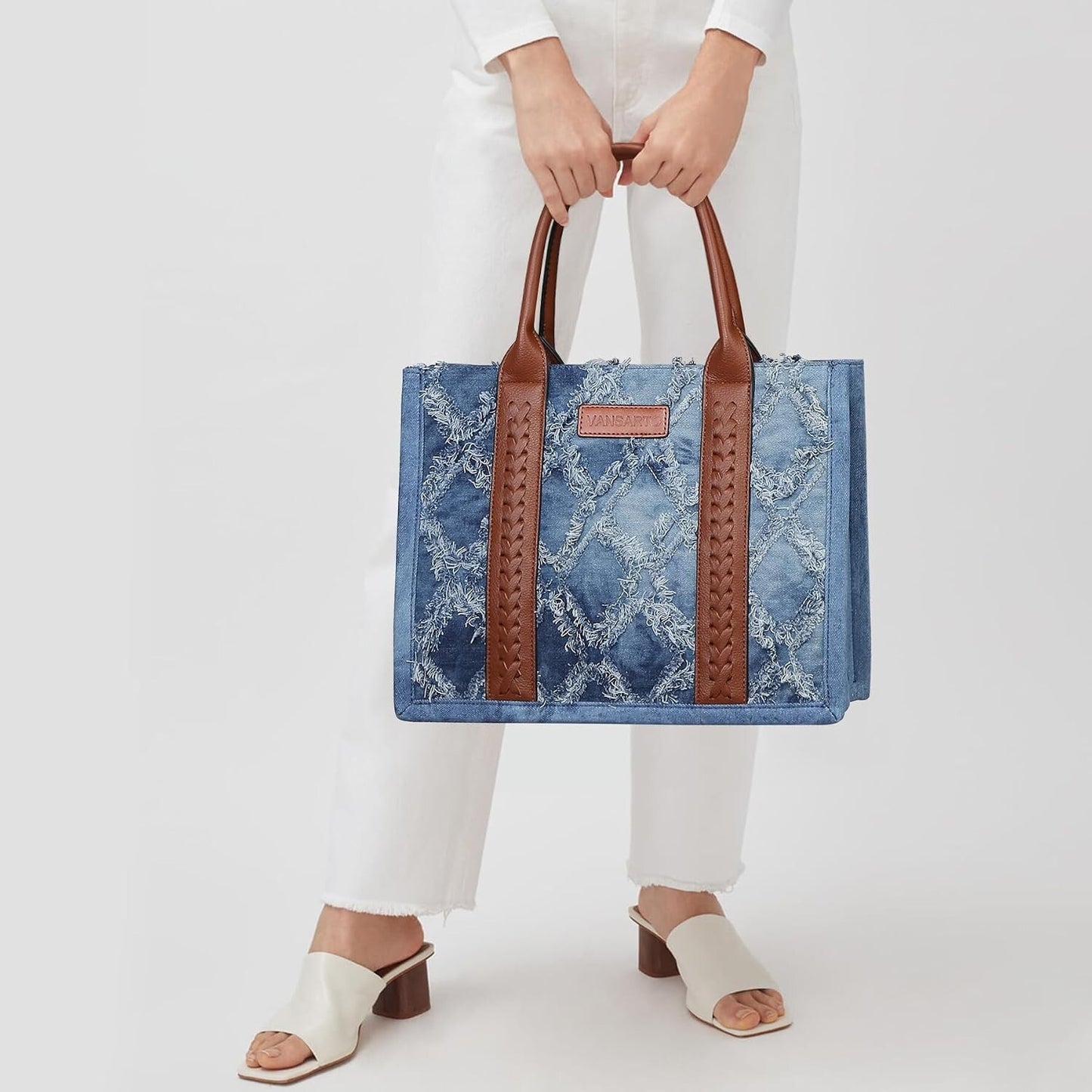 Women's Tote Bag Satchel Boho Shoulder Purse with Wristlet