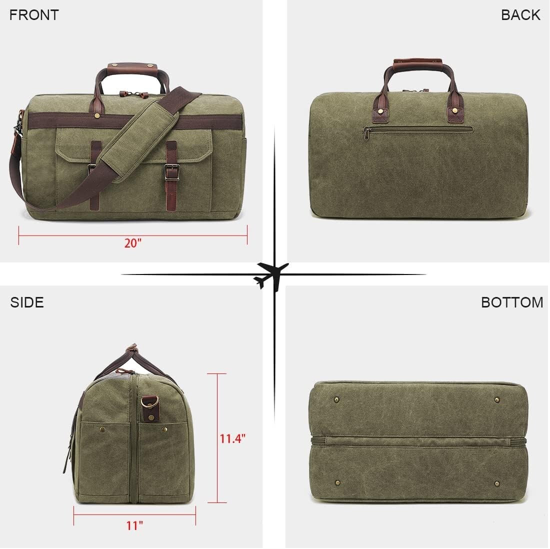 Men's Women's Waterproof Leather Bag Overnight Weekender