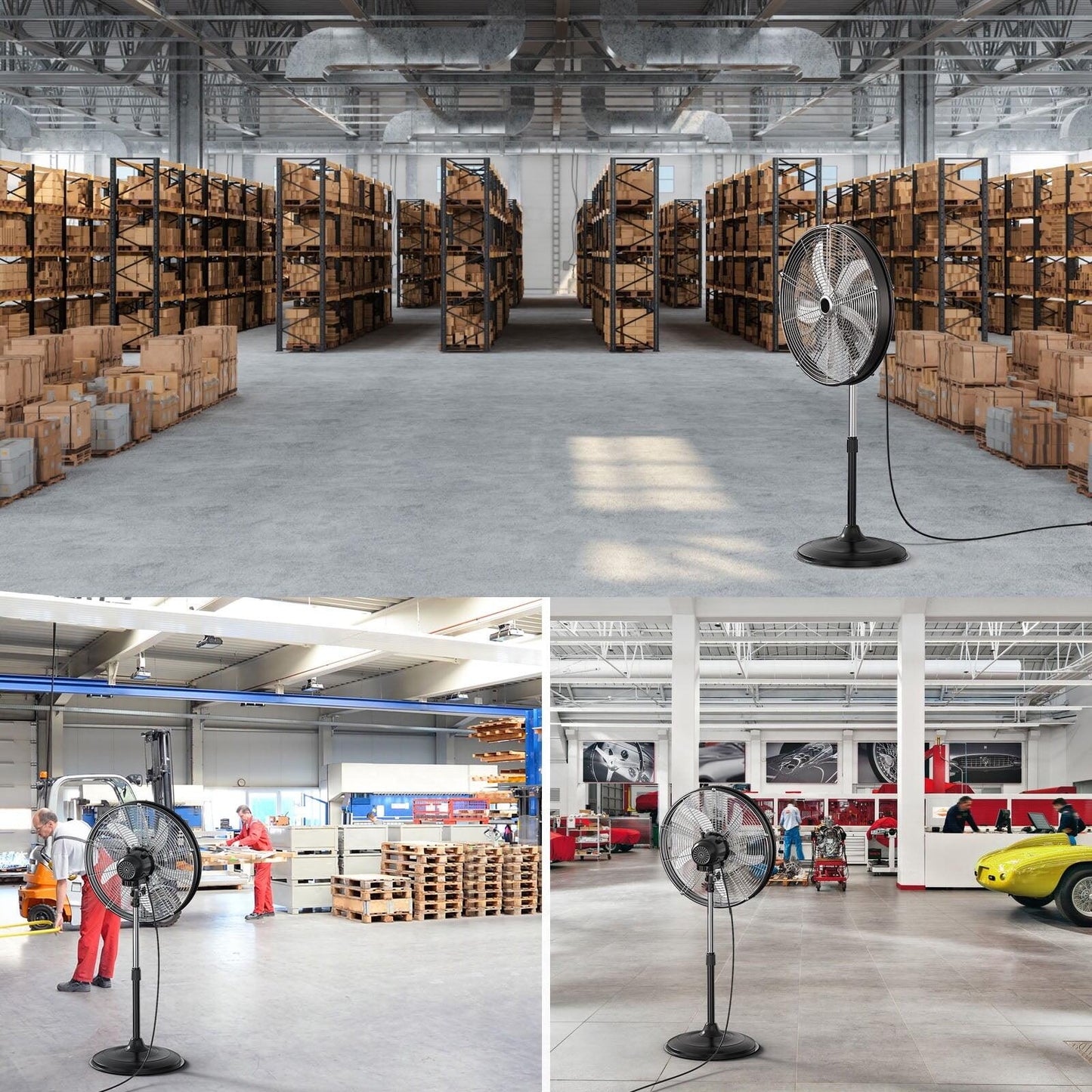 20in 5300CFM Industrial Pedestal Fan 3 Speed Commercial Warehouse Garage