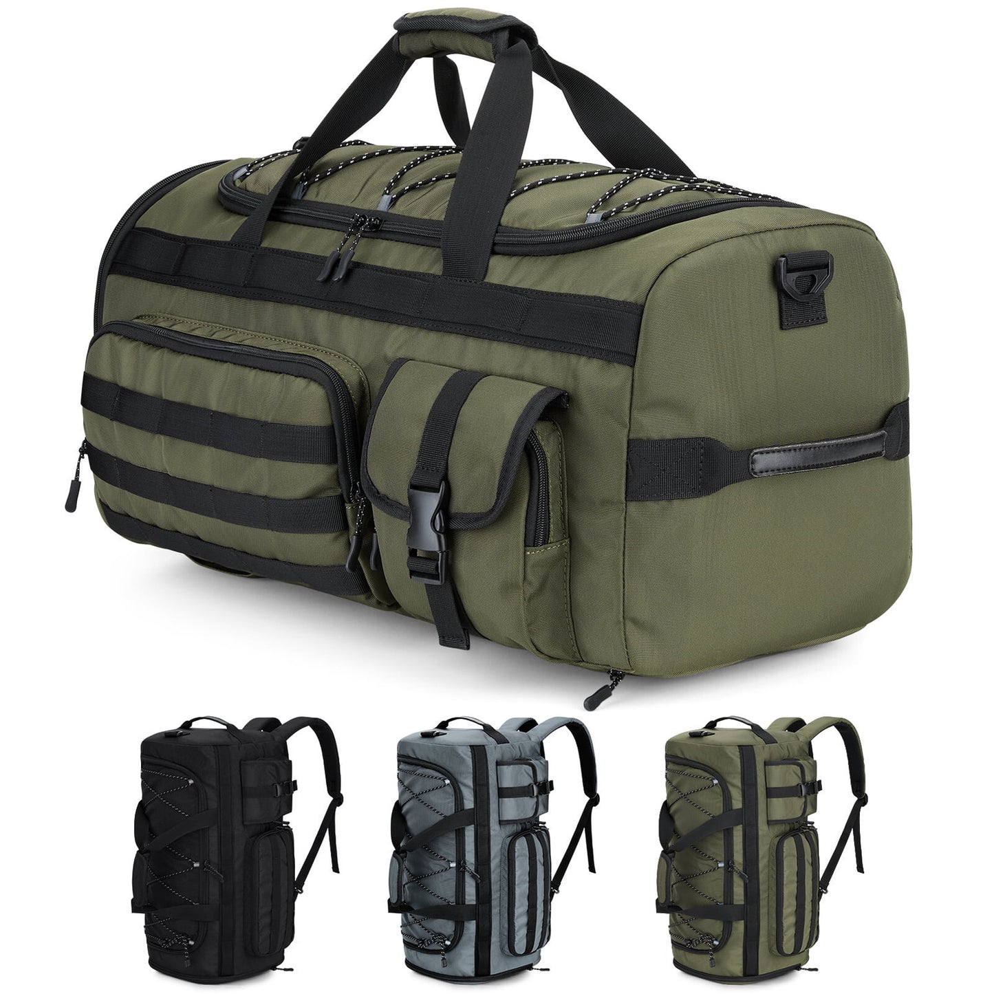 45L 3-in-1 Travel Duffel Gym Bag Backpack with Shoe Pocket