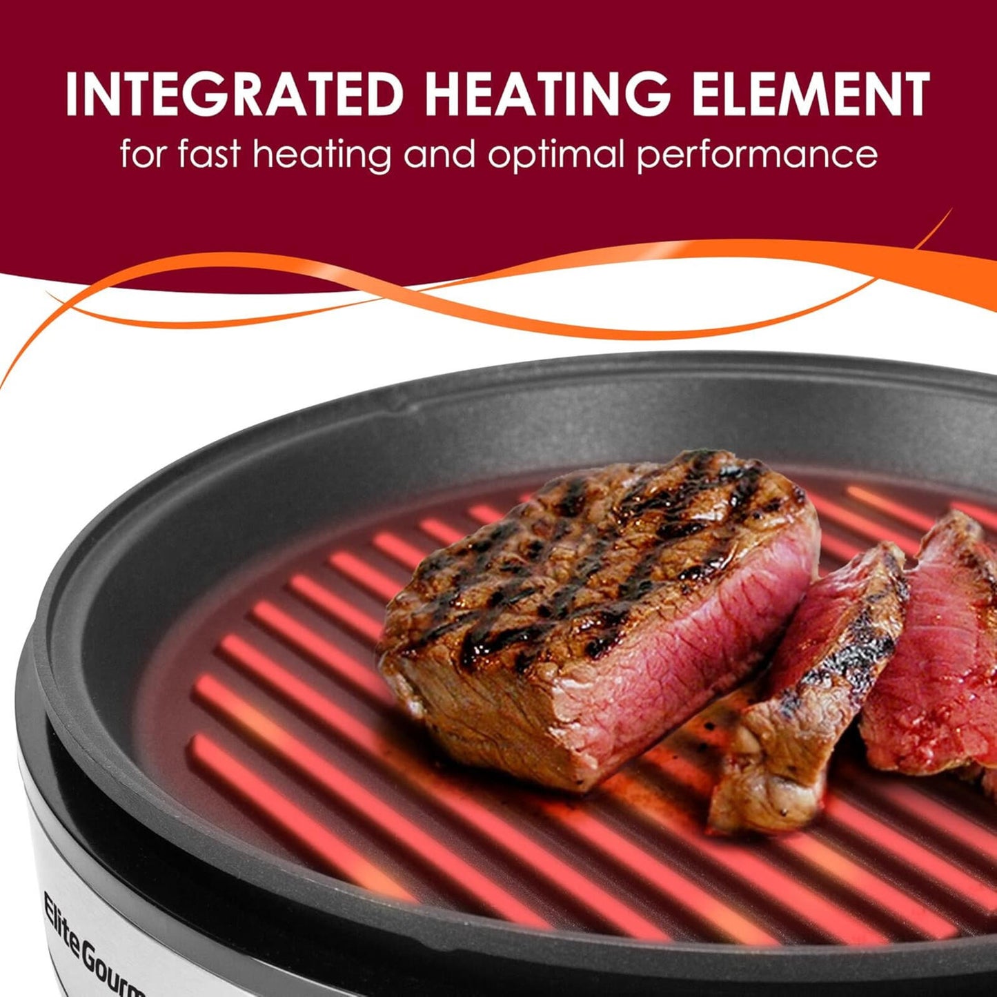 EMG6505G 12" Smokeless Indoor Electric BBQ Grill w/ Glass Lid Nonstick