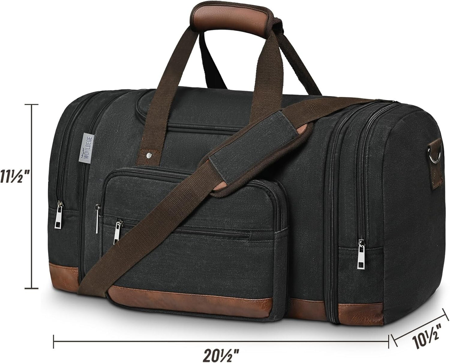 50L Expandable Canvas Travel Duffel Bag Carry On