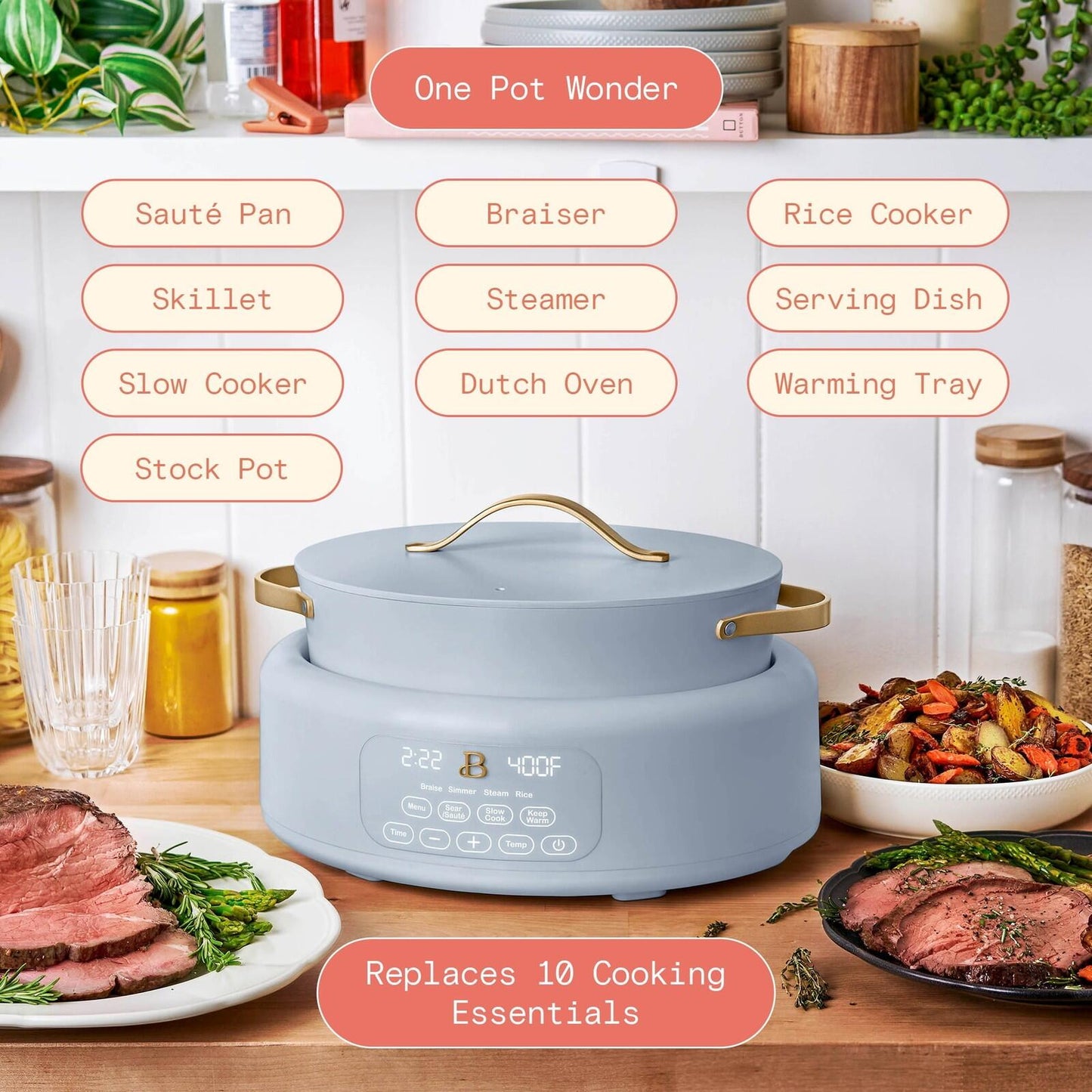 10 in 1, 6 Qt Electric Multi-Cooker, Cornflower Blue by Drew Barrymore