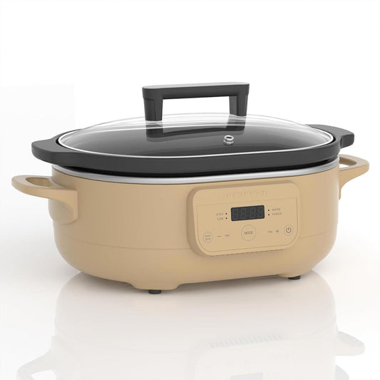 6Qt Programmable Slow Cooker Nonstick Removable Pot Brown Sugar Serves 6+