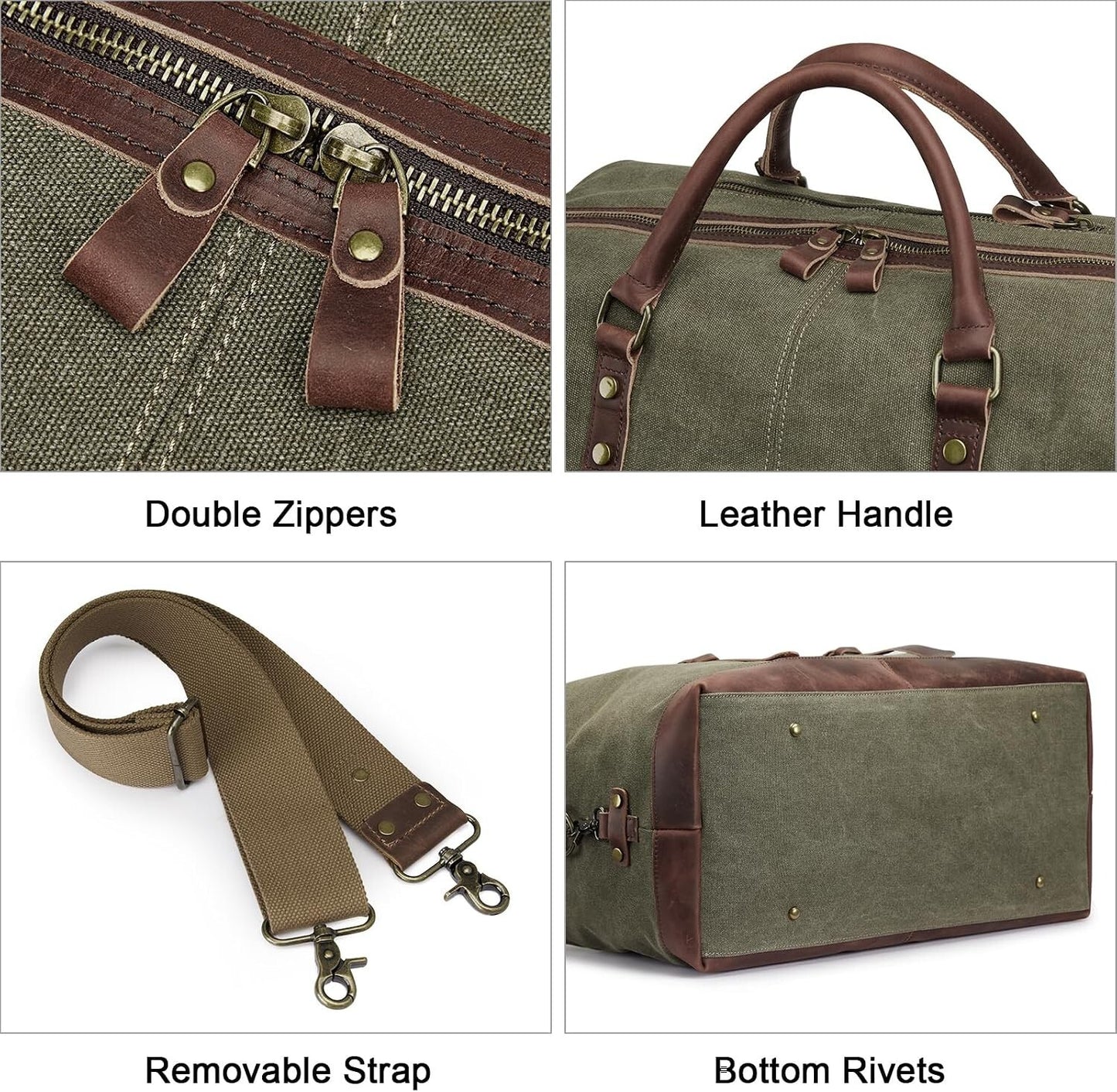 Canvas Travel Duffel Bag Leather Trim Carry On Weekender