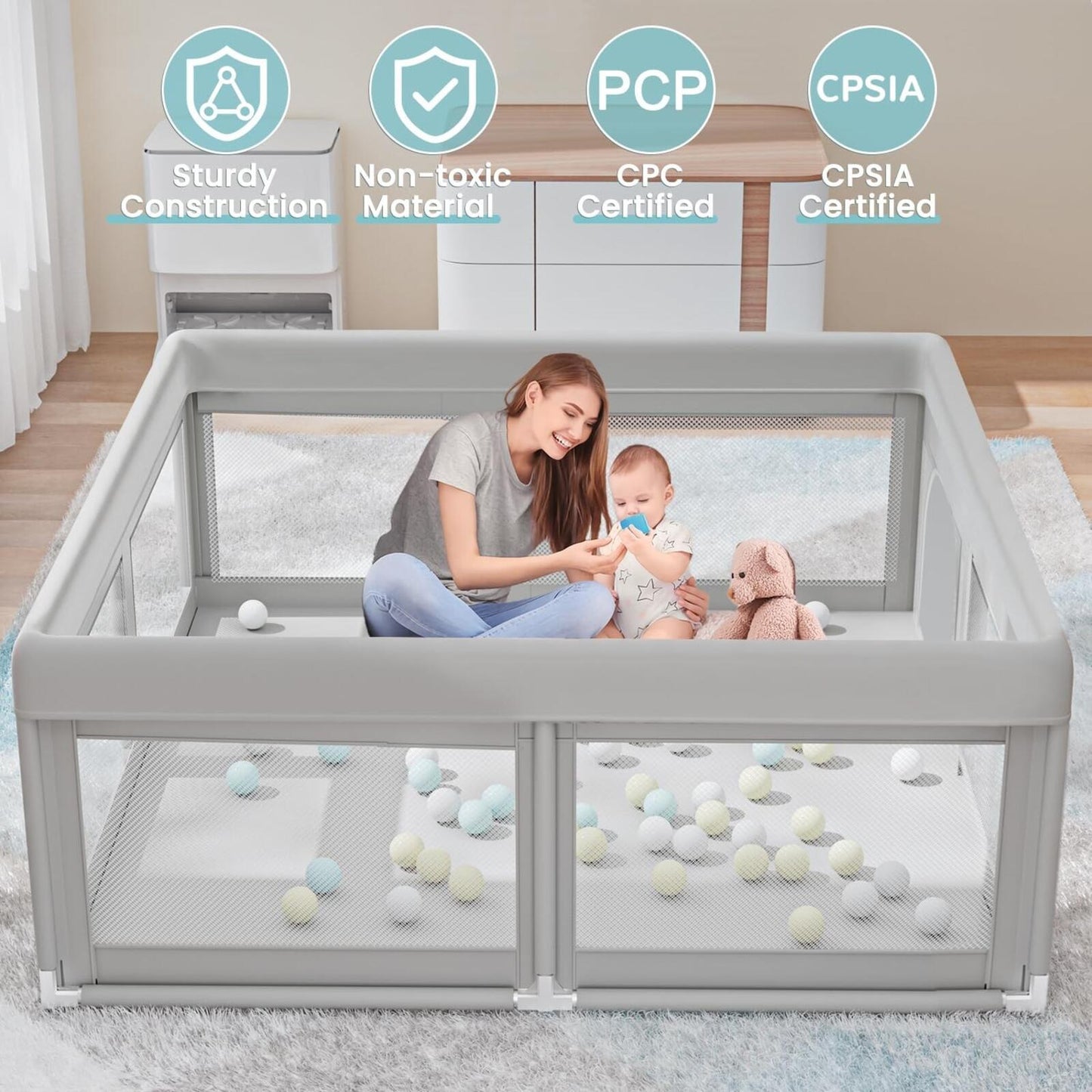 Baby Playpen 50X50 Inch, Play Pens for Babies and Toddlers Baby Fence Play Yards