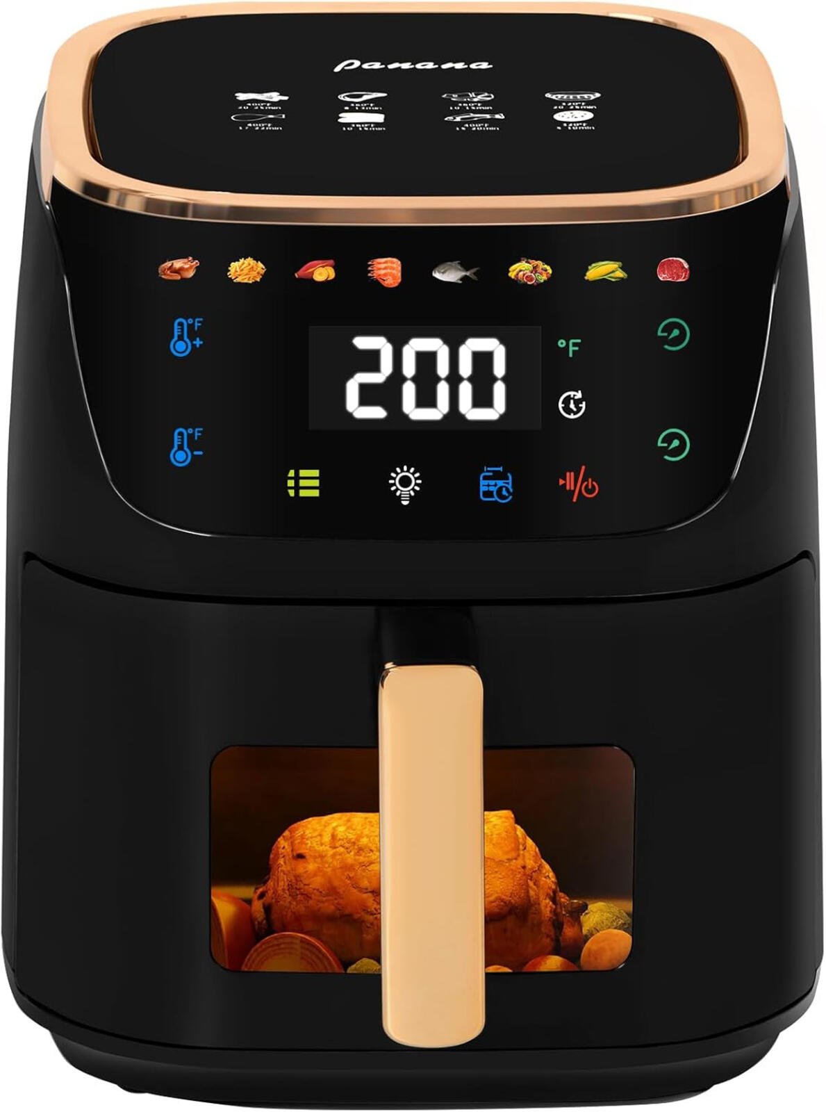 8Qt Large Air Fryer Digital Touch 8 Presets Nonstick Dishwasher Safe Black