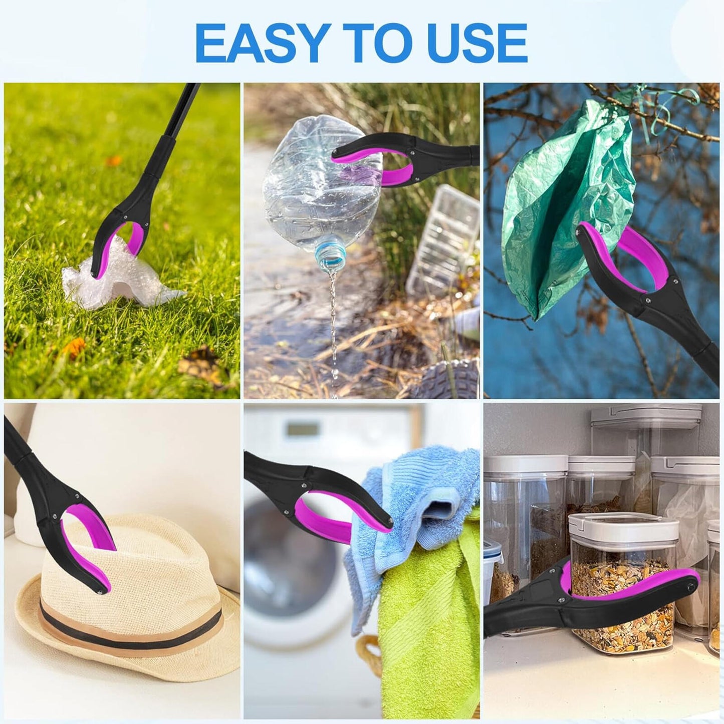 6 Pack 32 Inch Commercial Trash Grabber for Elderly Assist, Heavy Duty Lightweig