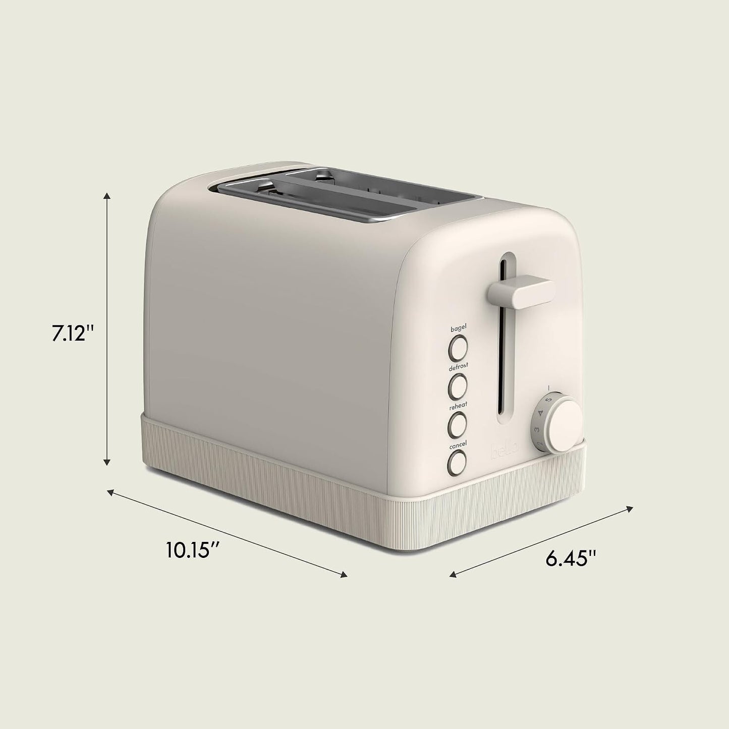 2 Slice Toaster 900W 6 Shade Bagel Crumb Tray Oatmilk