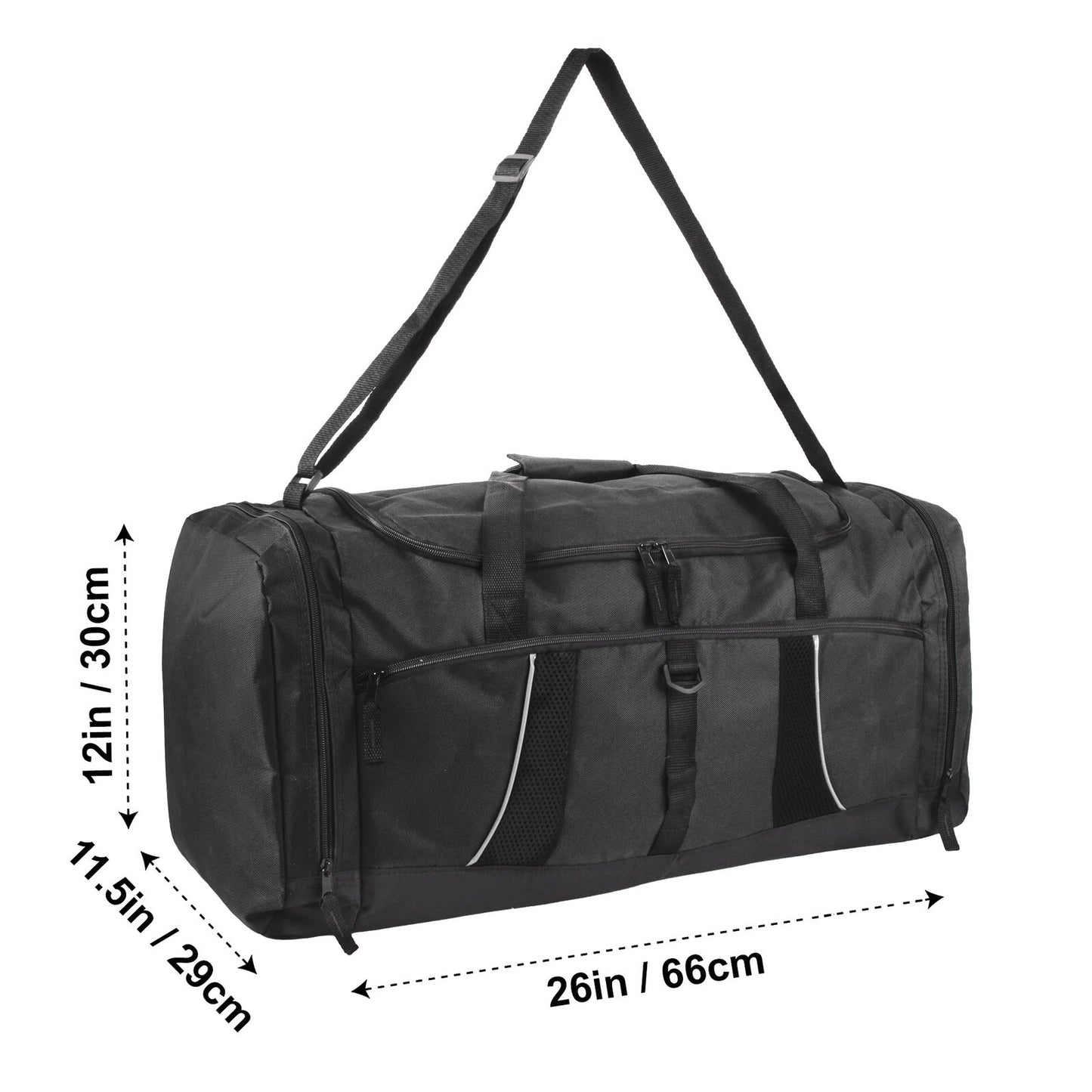 26 Inch 79L Duffel Bag Travel Gym Sports Shoulder Strap Black