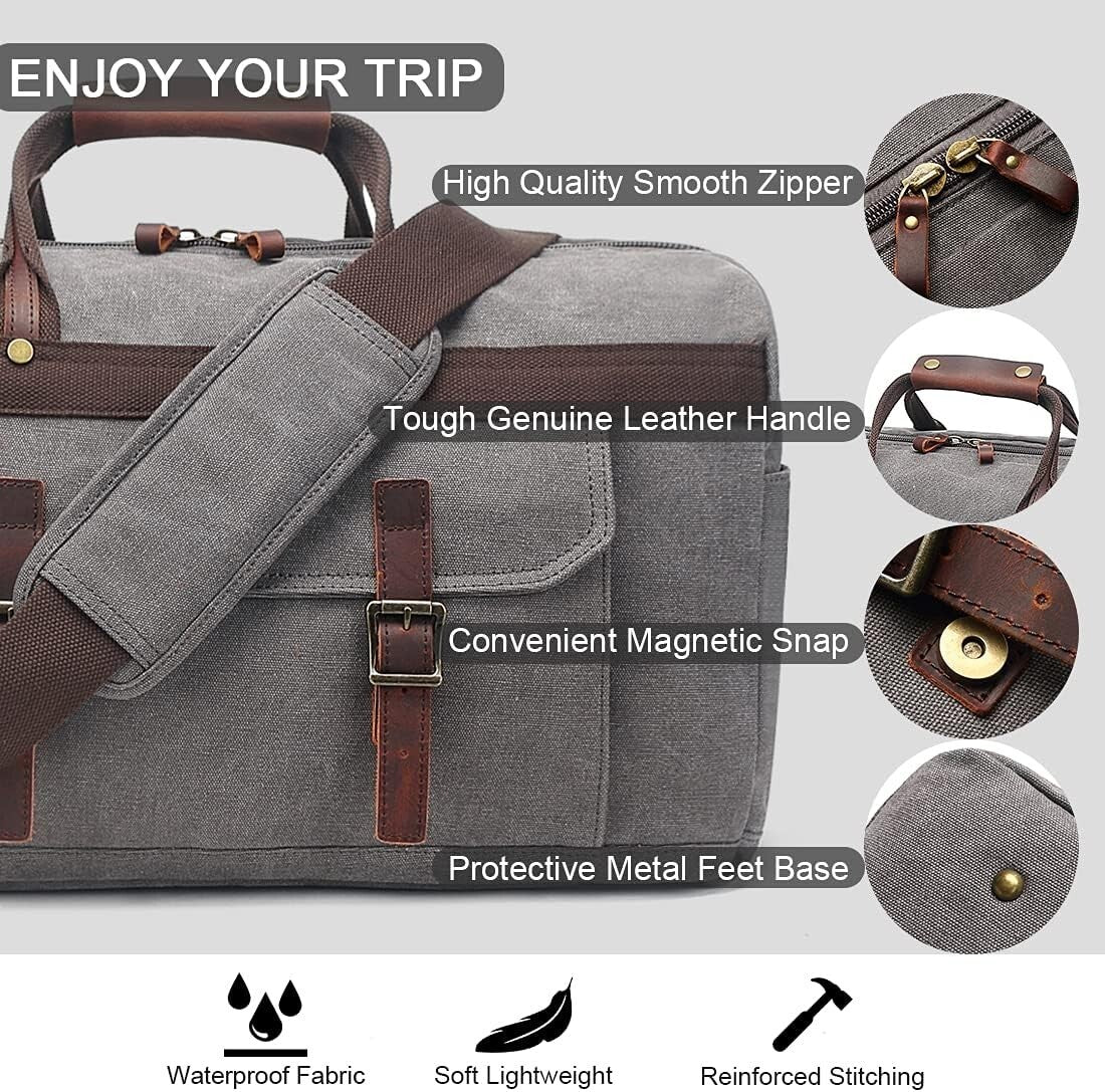 Men's Women's Waterproof Leather Bag Overnight Weekender