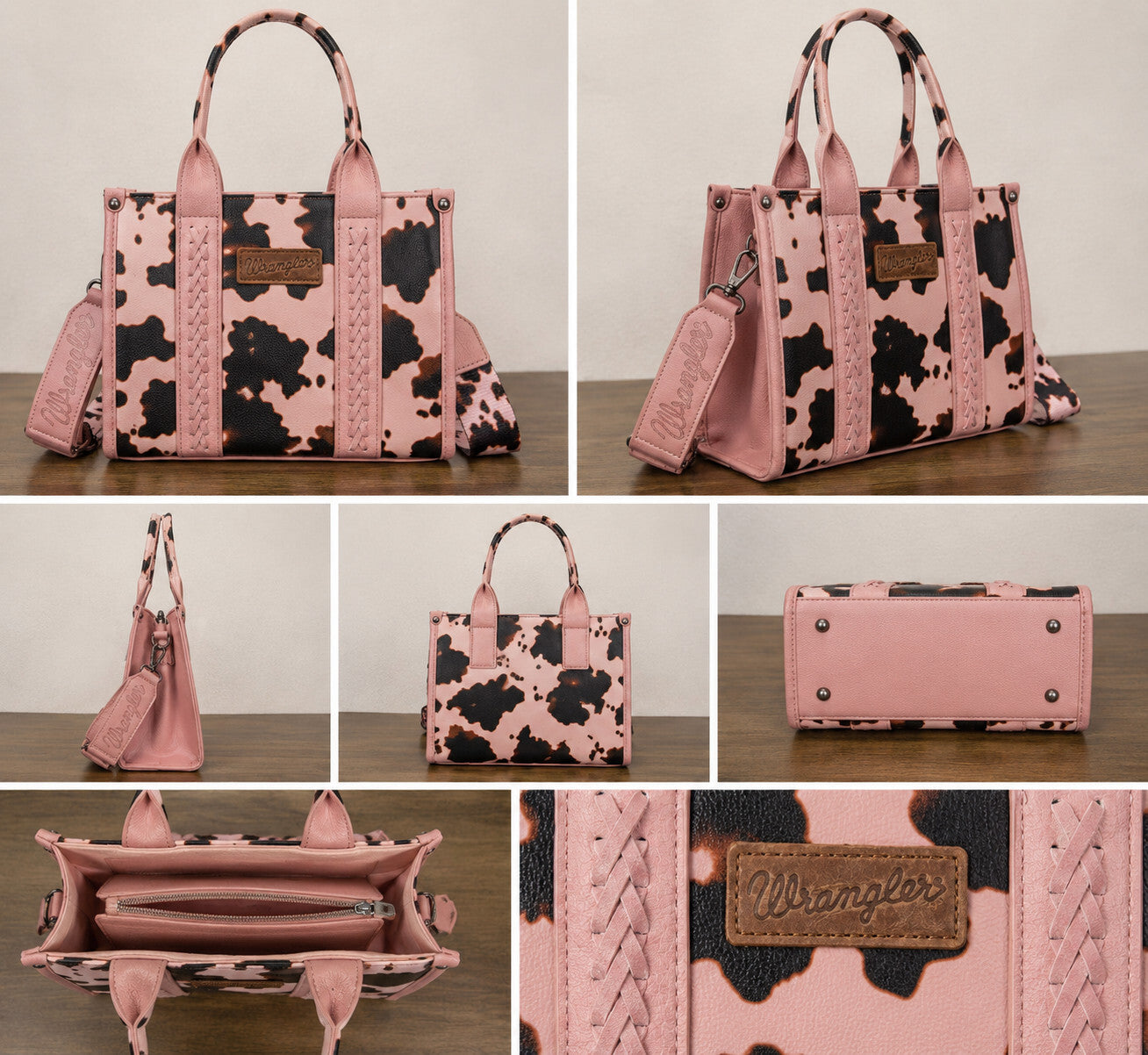 Women’s Cow Print Tote Bag Purse with Signature Strap