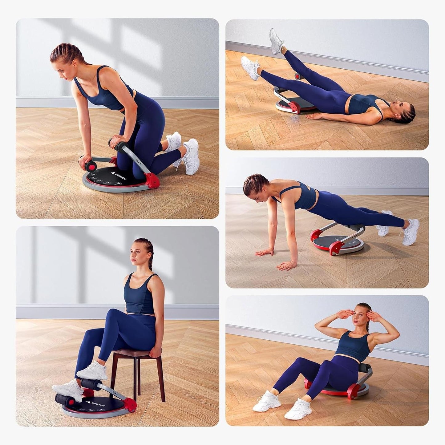 Ab Machine Sit Up Exercise Equipment w/ Adjustable Resistance Auto Rebound