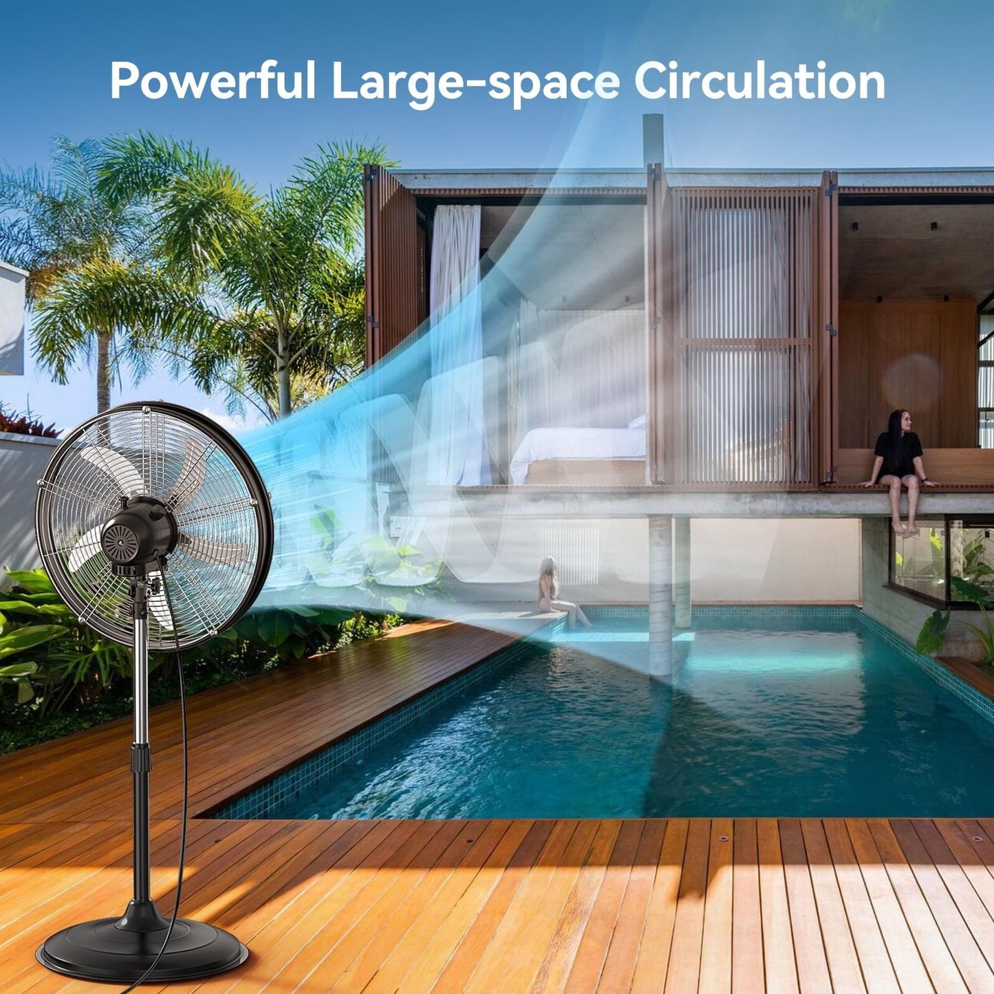 20in 5300CFM Industrial Pedestal Fan 3 Speed Commercial Warehouse Garage