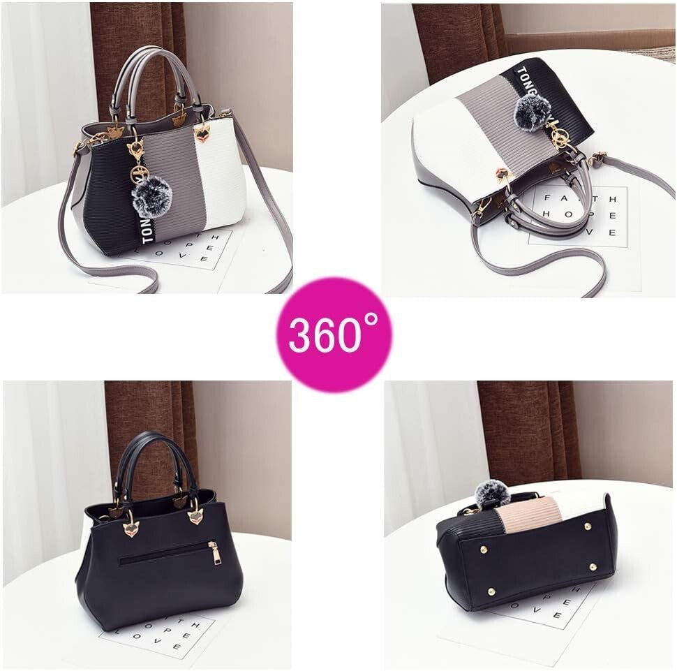 Women's PU Leather Satchel Shoulder Tote Handbag Purse