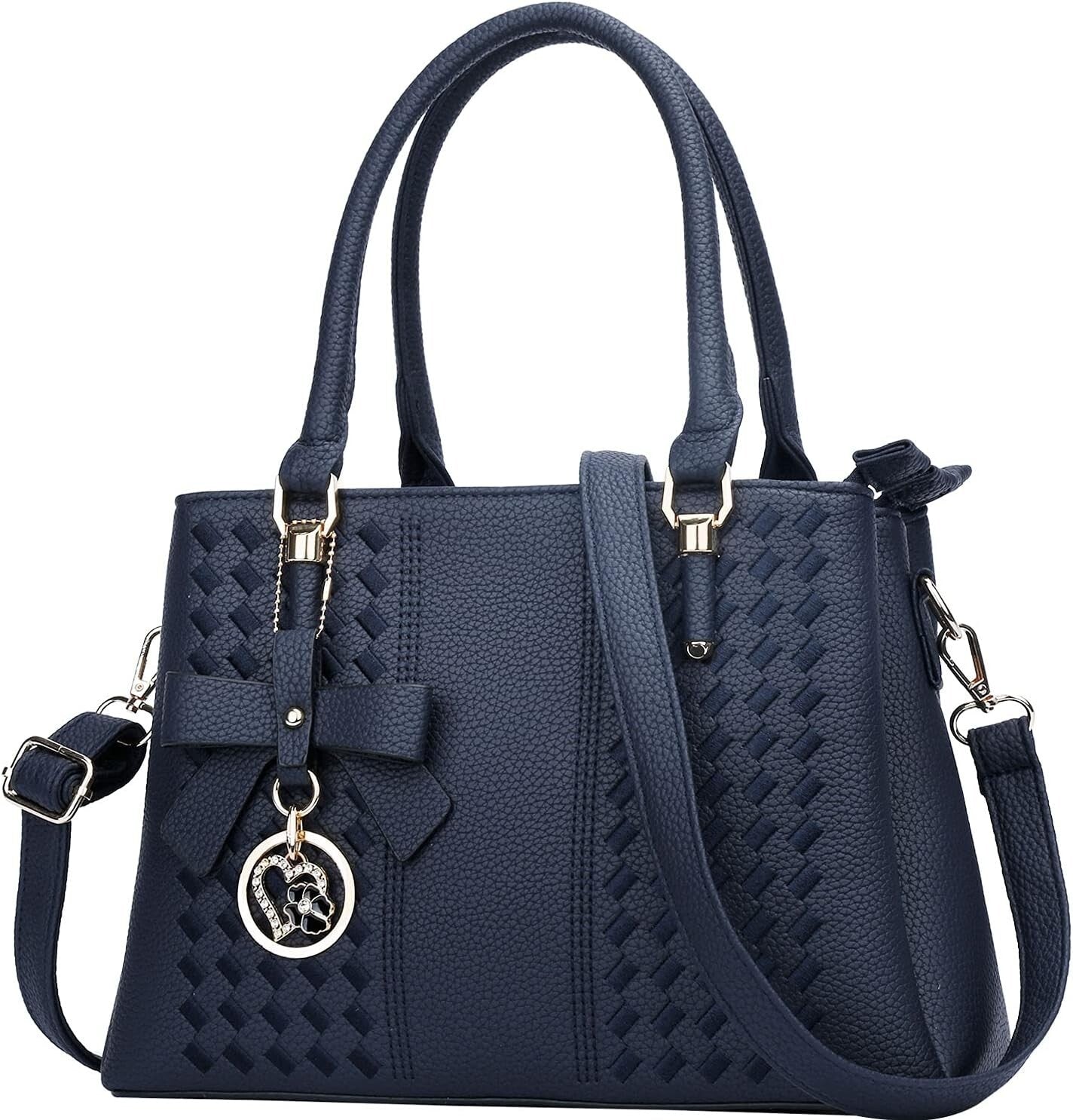Women's PU Leather Satchel Crossbody Purse 3 Zip Tassel
