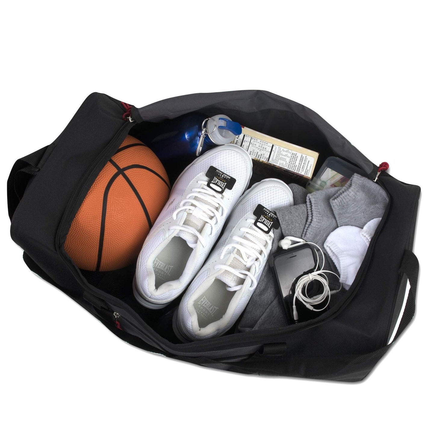 24 Inch Overnight Duffel Bag Travel Sports Gym Black Red