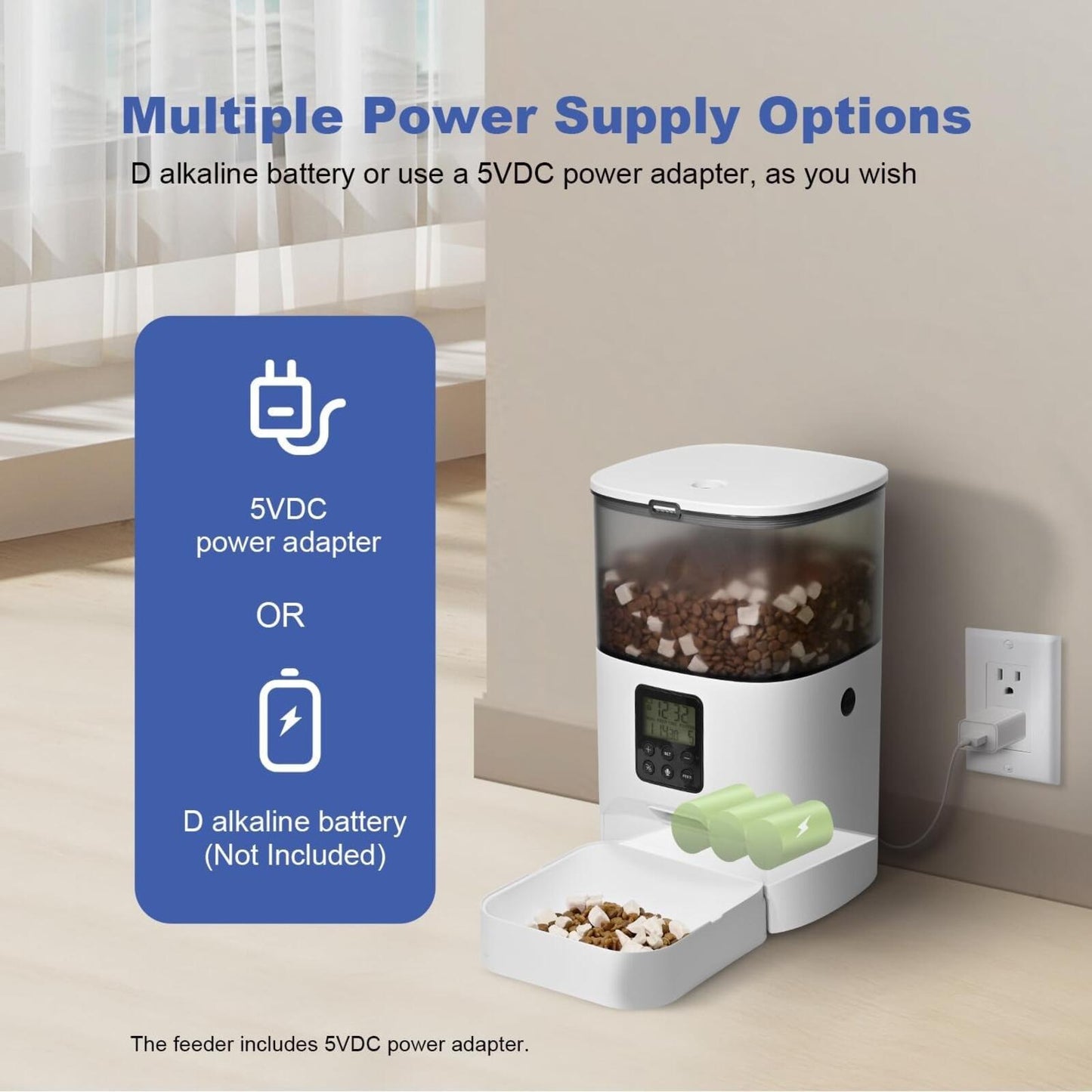 Automatic Cat Feeder, Food Dispenser with 10s Voice Recorder