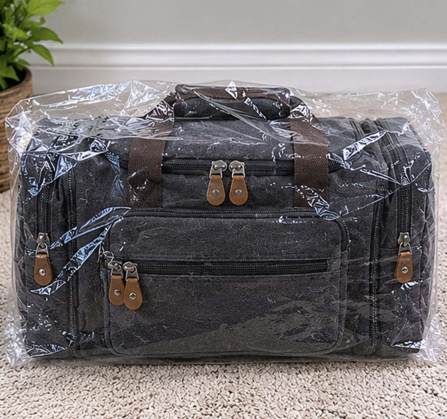 Canvas Duffle Bag for Travel 50L Expandable (Dark Gray)