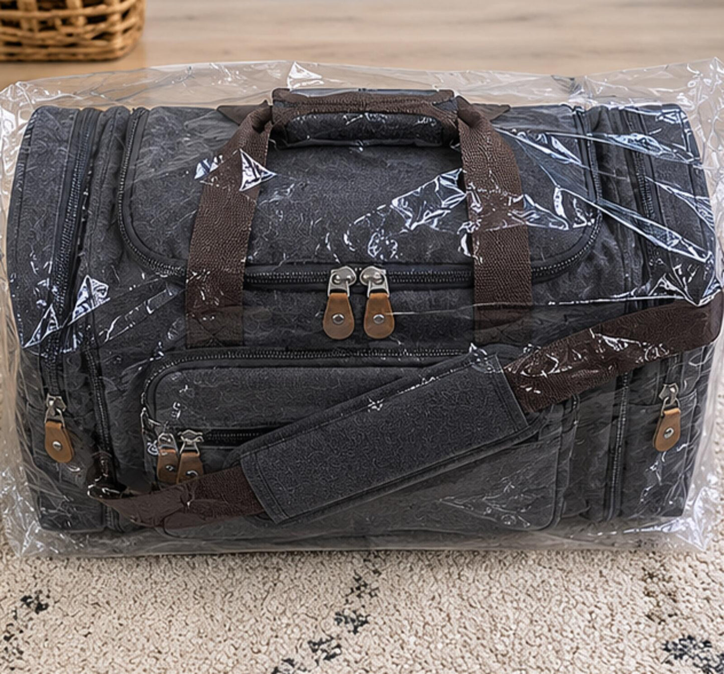 Canvas Duffle Bag for Travel 50L Expandable (Dark Gray)