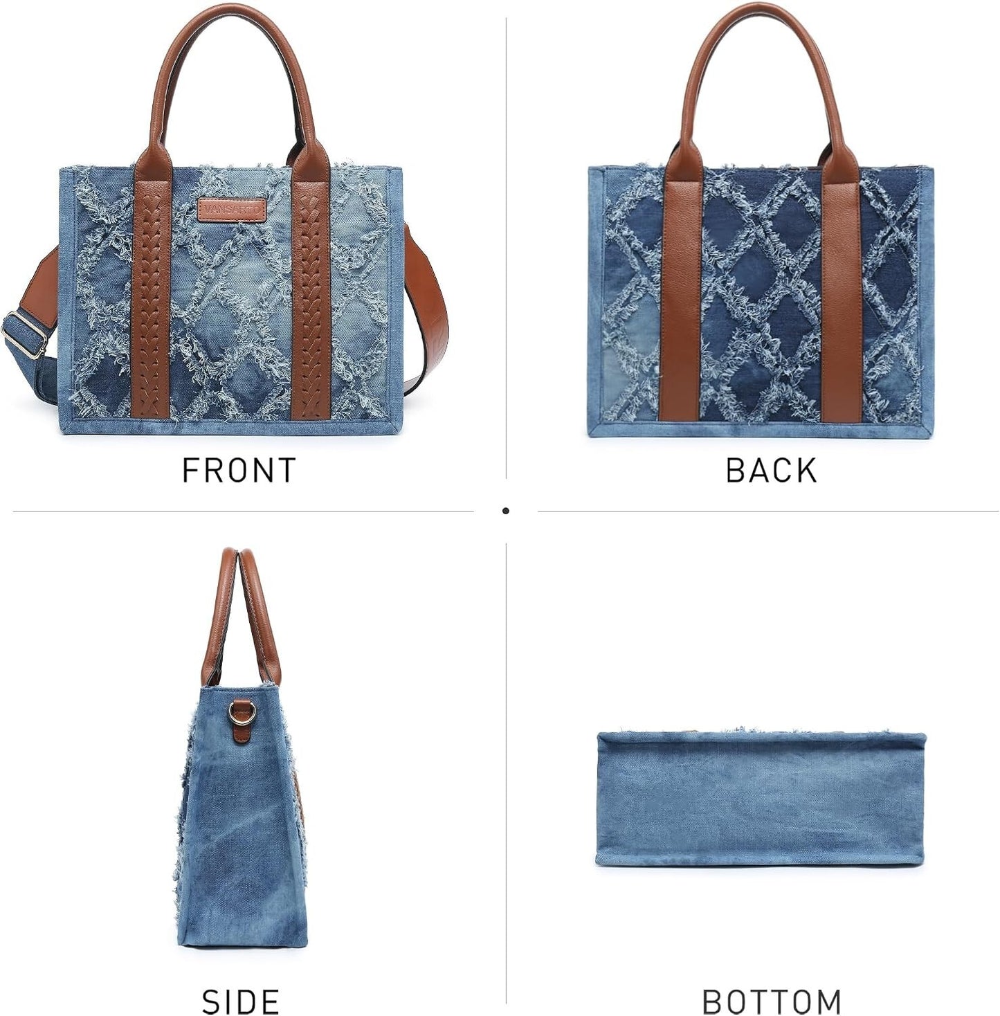 Women's Tote Bag Satchel Boho Shoulder Purse with Wristlet