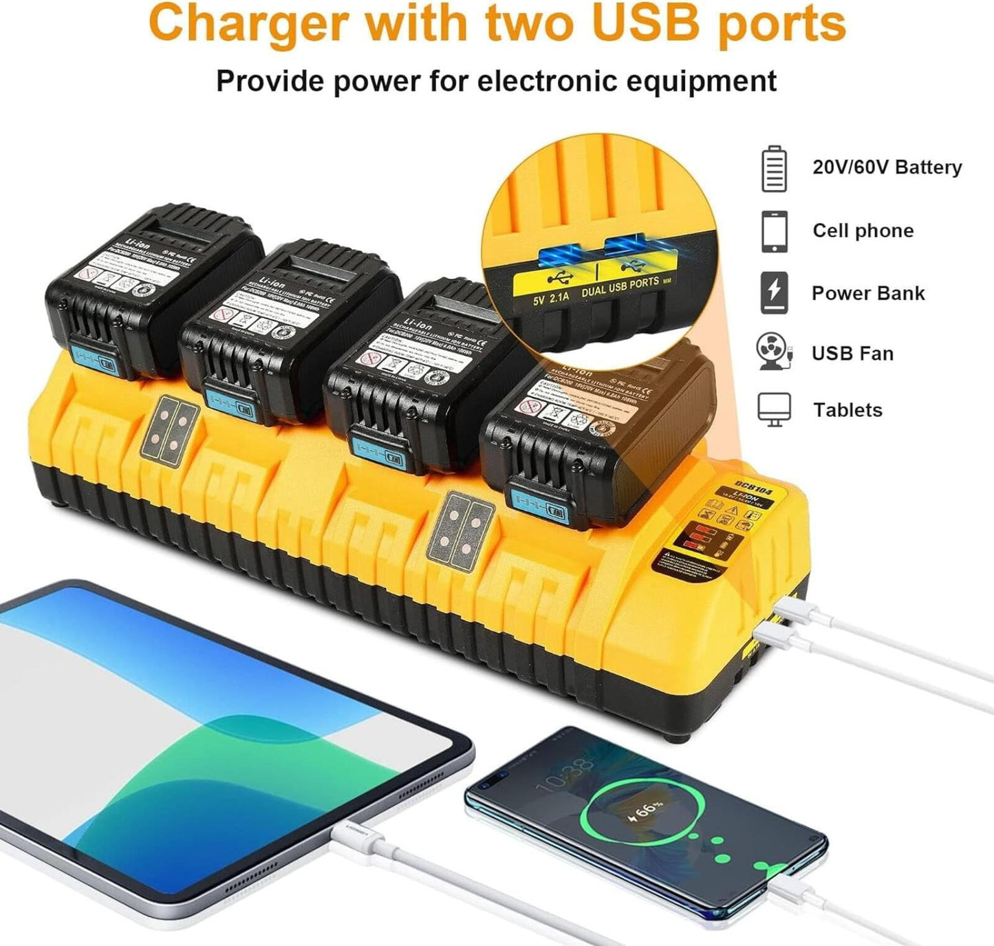 DCB104 20V Battery Charger Replacement Compatible with 20V Lithium Batteries