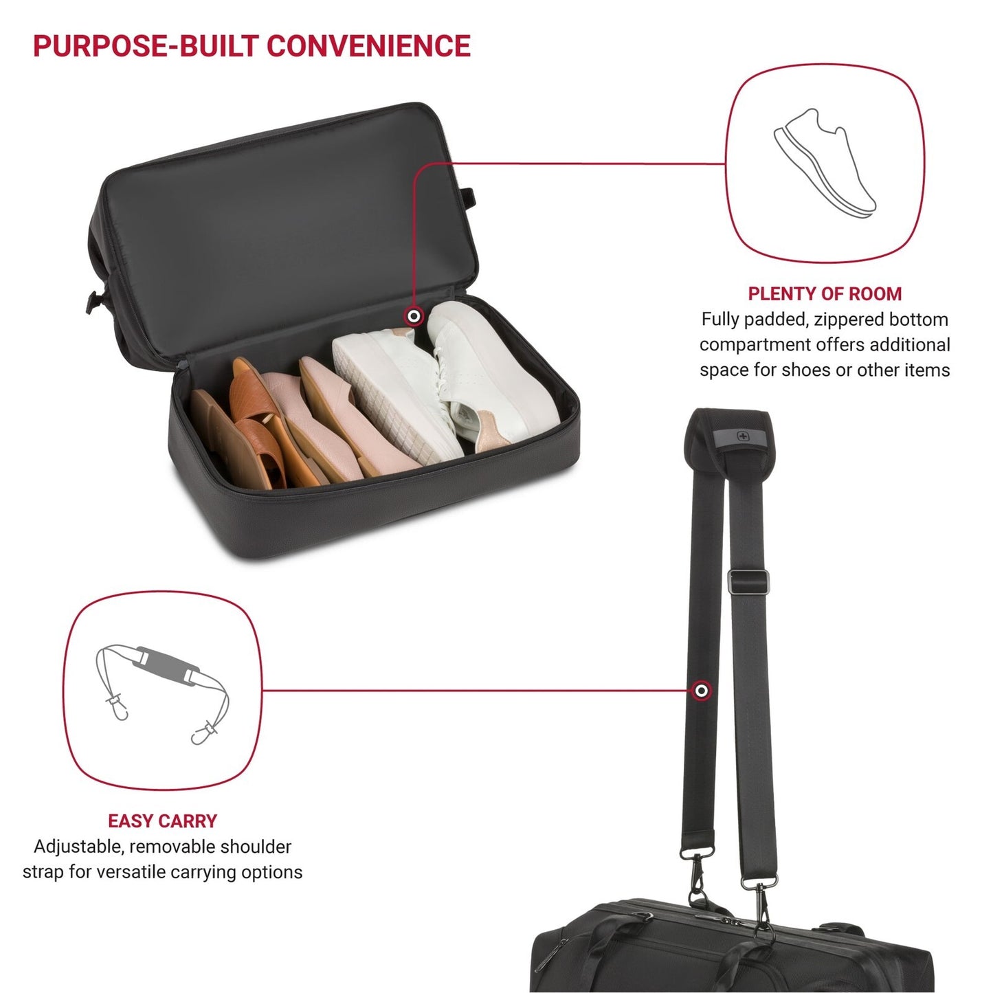 Black Weekender II Tote Bag Travel Gym Laptop Pocket