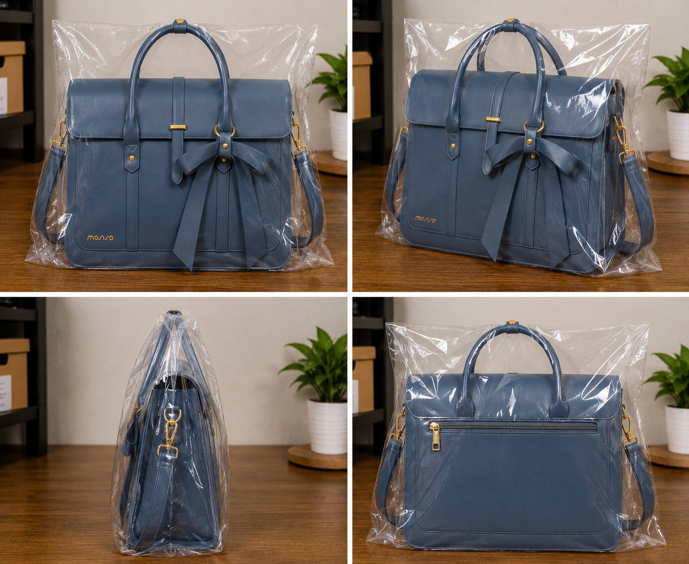 Women's PU Leather Laptop Bag Convertible Backpack Bowknot