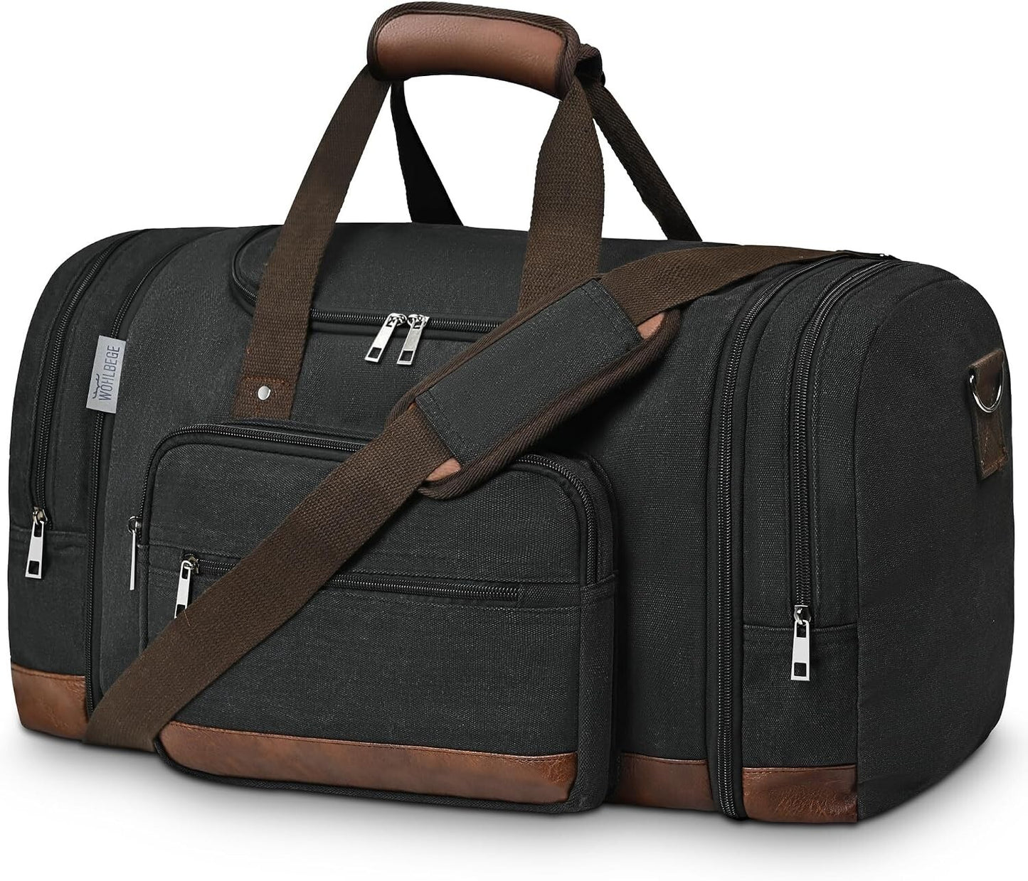 50L Expandable Canvas Travel Duffel Bag Carry On