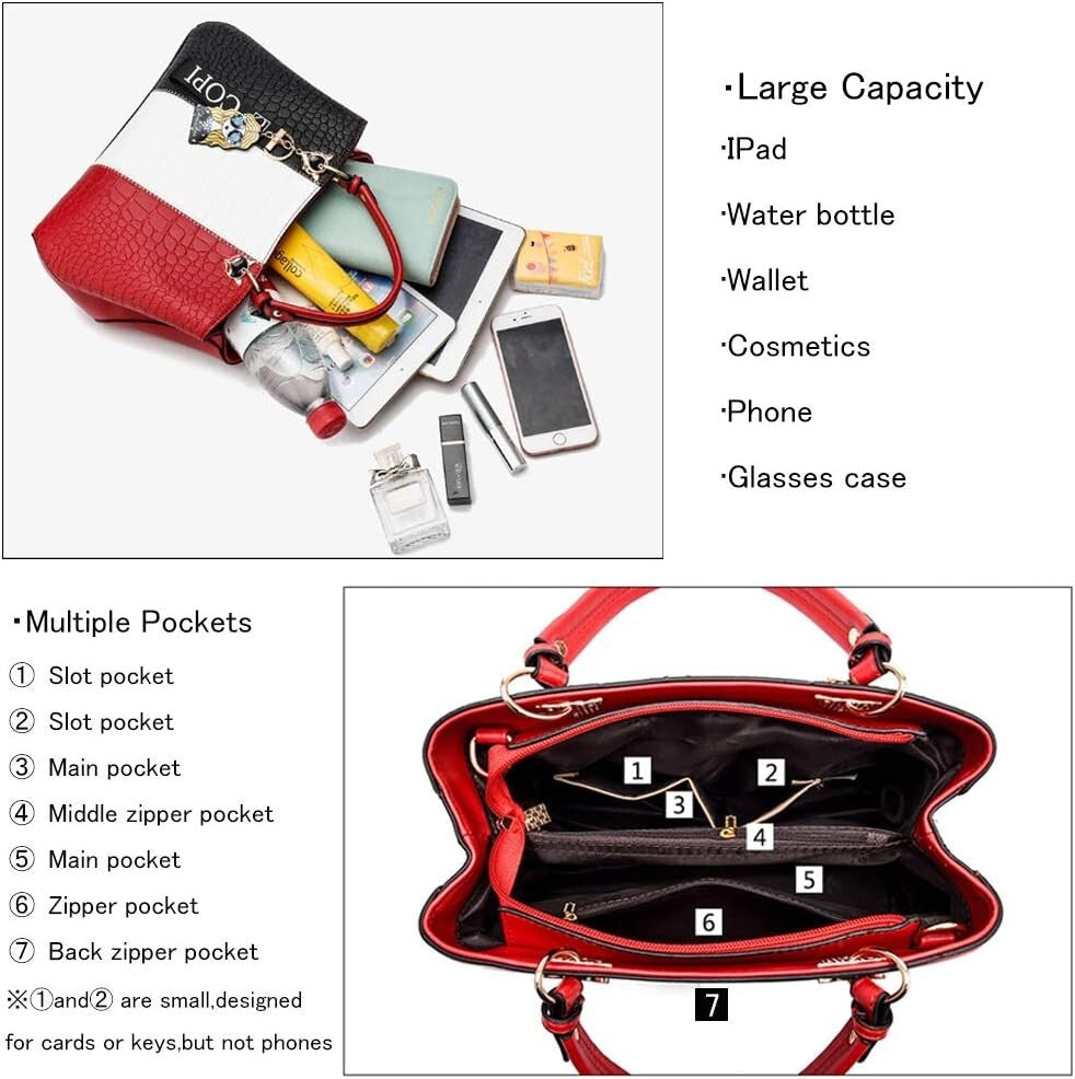 Women's PU Leather Satchel Shoulder Tote Handbag Purse