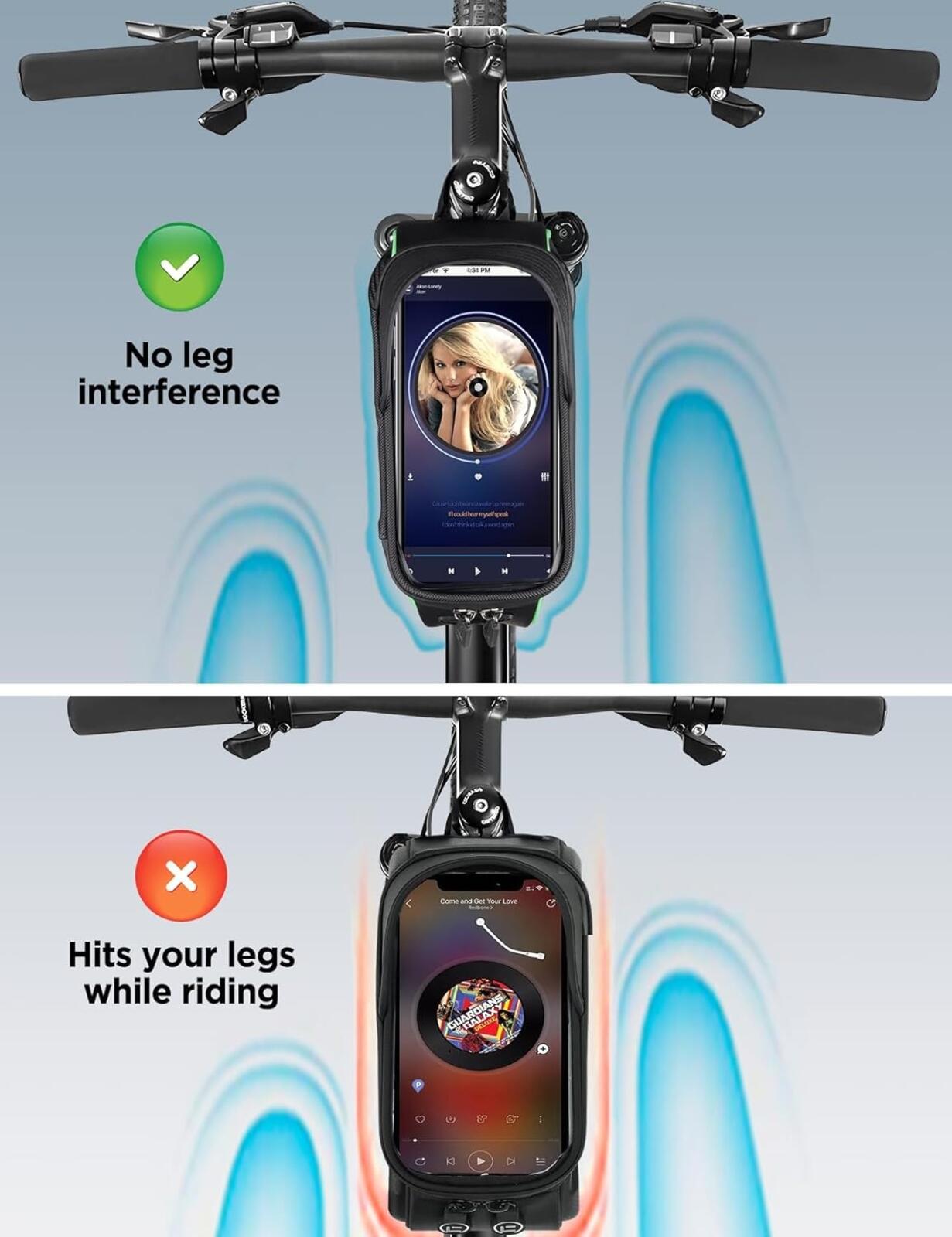 Waterproof Bike Phone Holder Bag Green Frame Pouch Touchscreen Fits 7" Phones