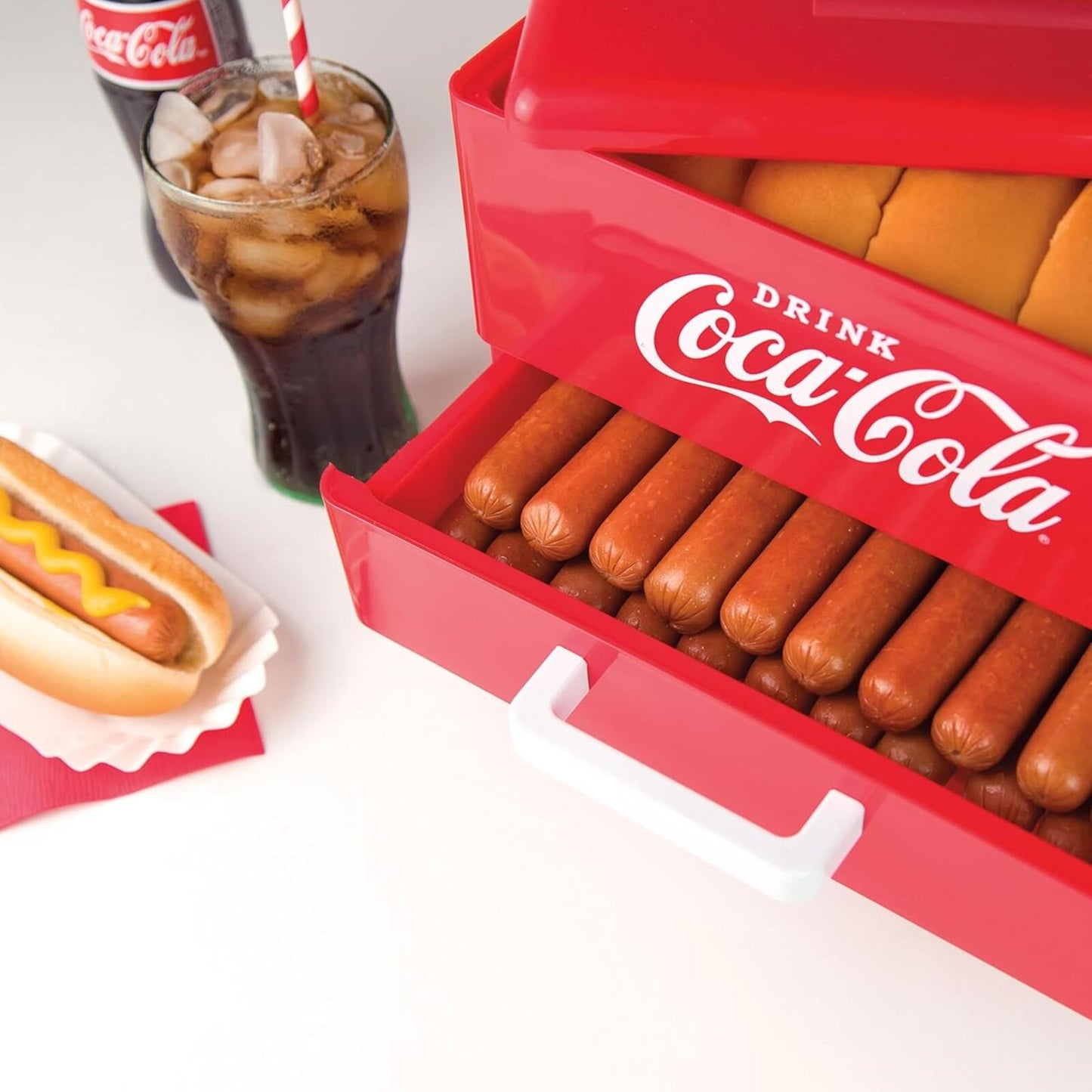 Coca-Cola XL Hot Dog Steamer 24 Dog 12 Bun Cooker Sausage Veggie Red