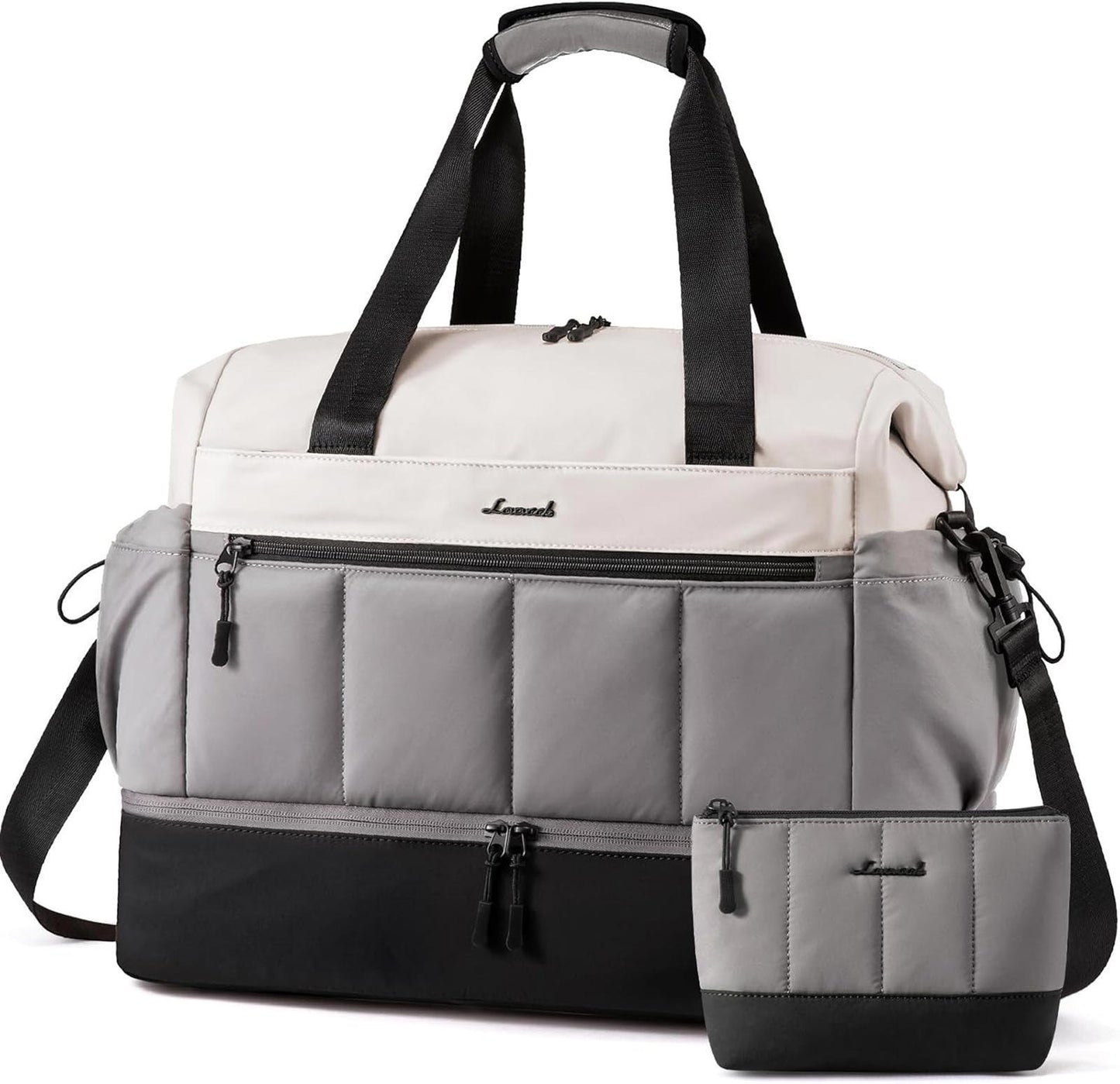 Travel Duffel Bag Women 38L Overnight w/ Shoe Compartment Wet Pocket 2Pc
