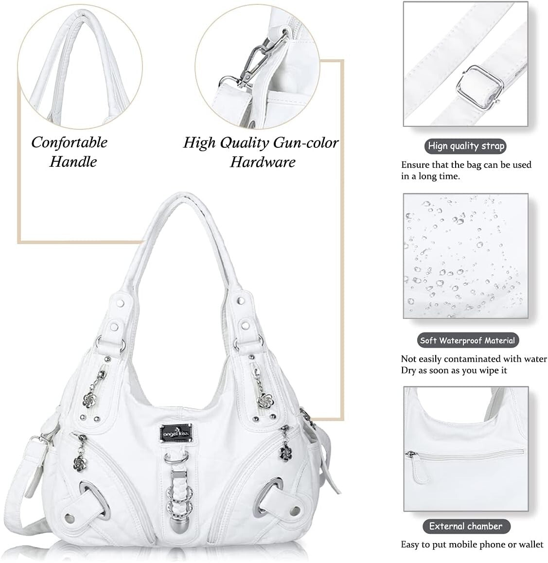Angelkiss Women's Hobo Purse Large Daily Shoulder Bag