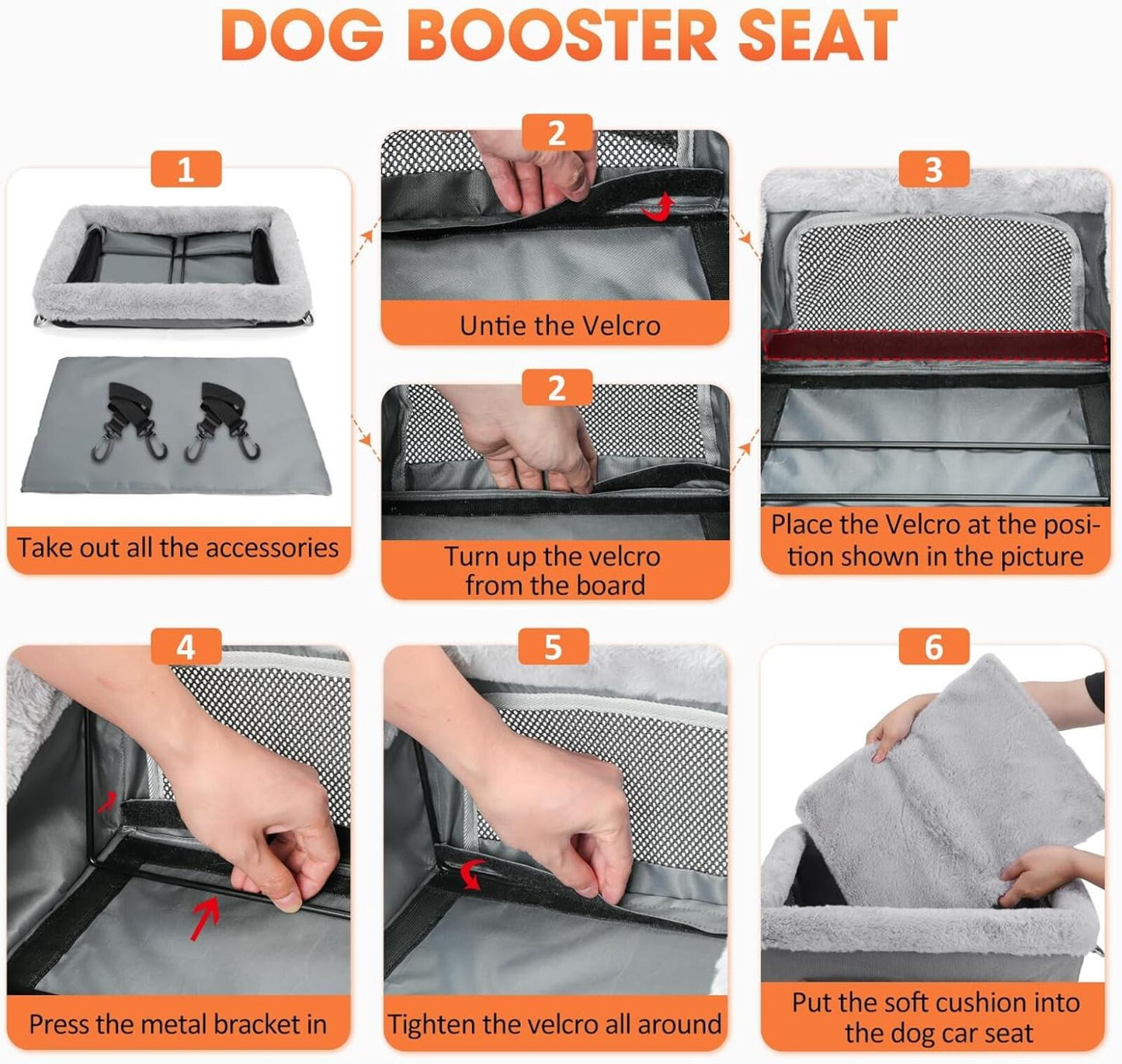 Deluxe Dog Booster Seat Small Pets up to 20lbs w/ Cushion & Storage Pockets