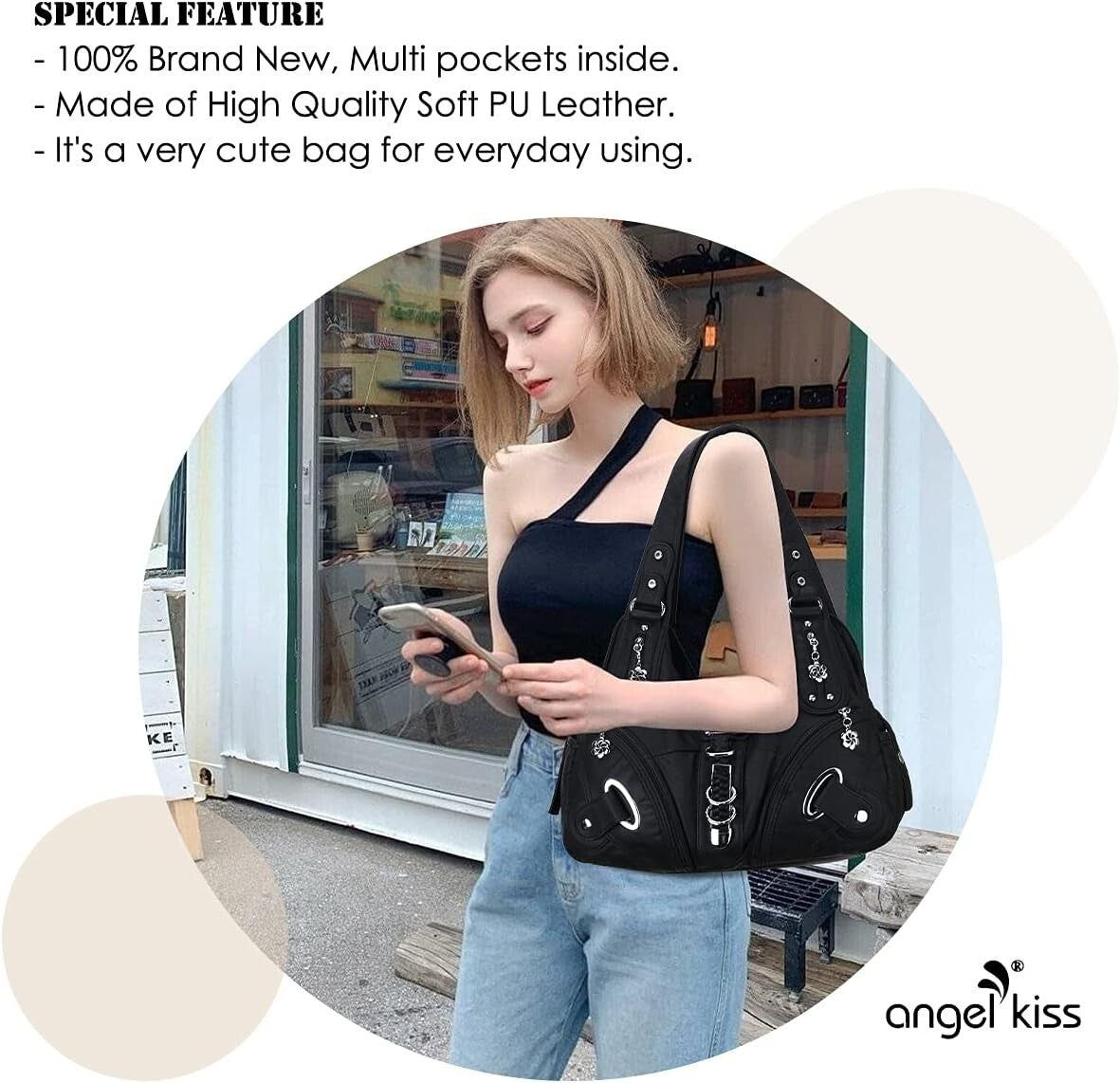 Angelkiss Women's Hobo Purse Handbag Daily Shoulder Bag