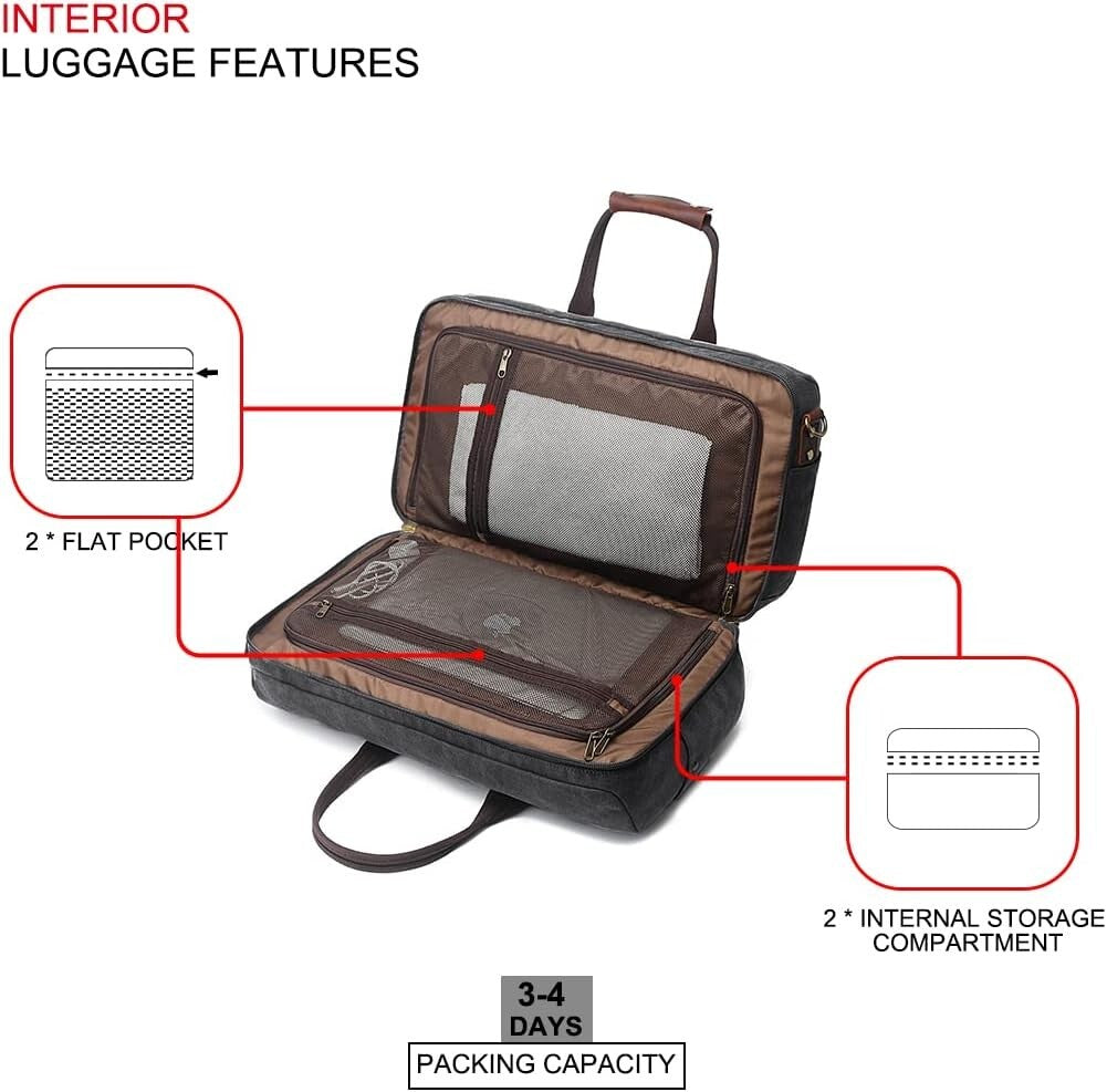 Men's Women's Waterproof Leather Bag Overnight Weekender