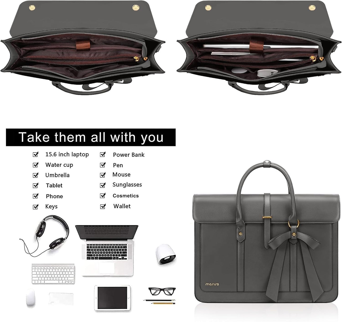 Women's PU Leather Laptop Bag Convertible Backpack Bowknot